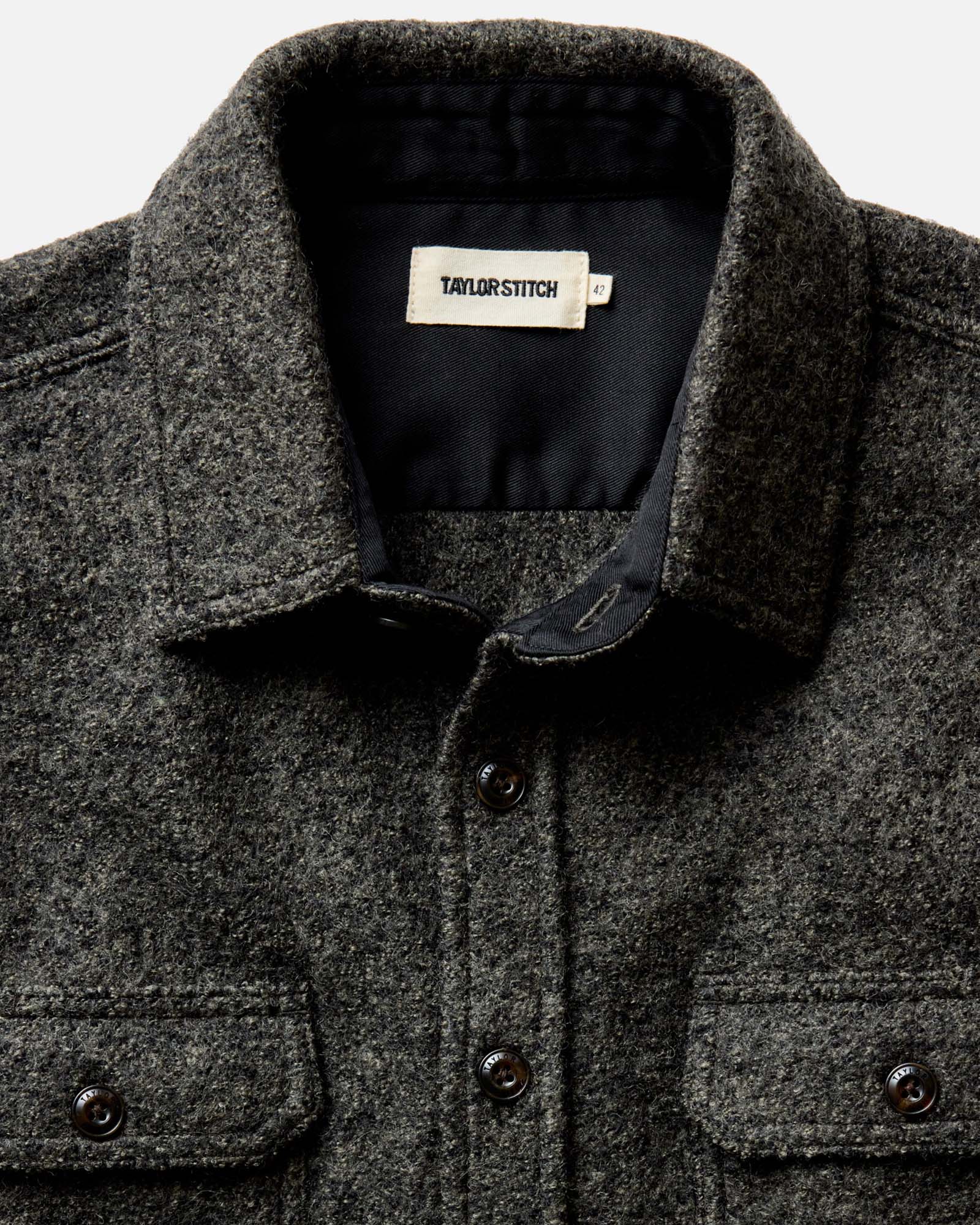 The Connor Overshirt in Boucle Heather Olive