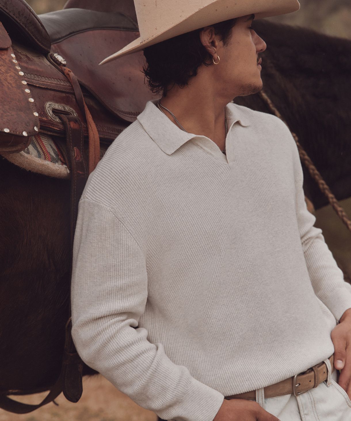 The New England Polo Knit Ivory Marl