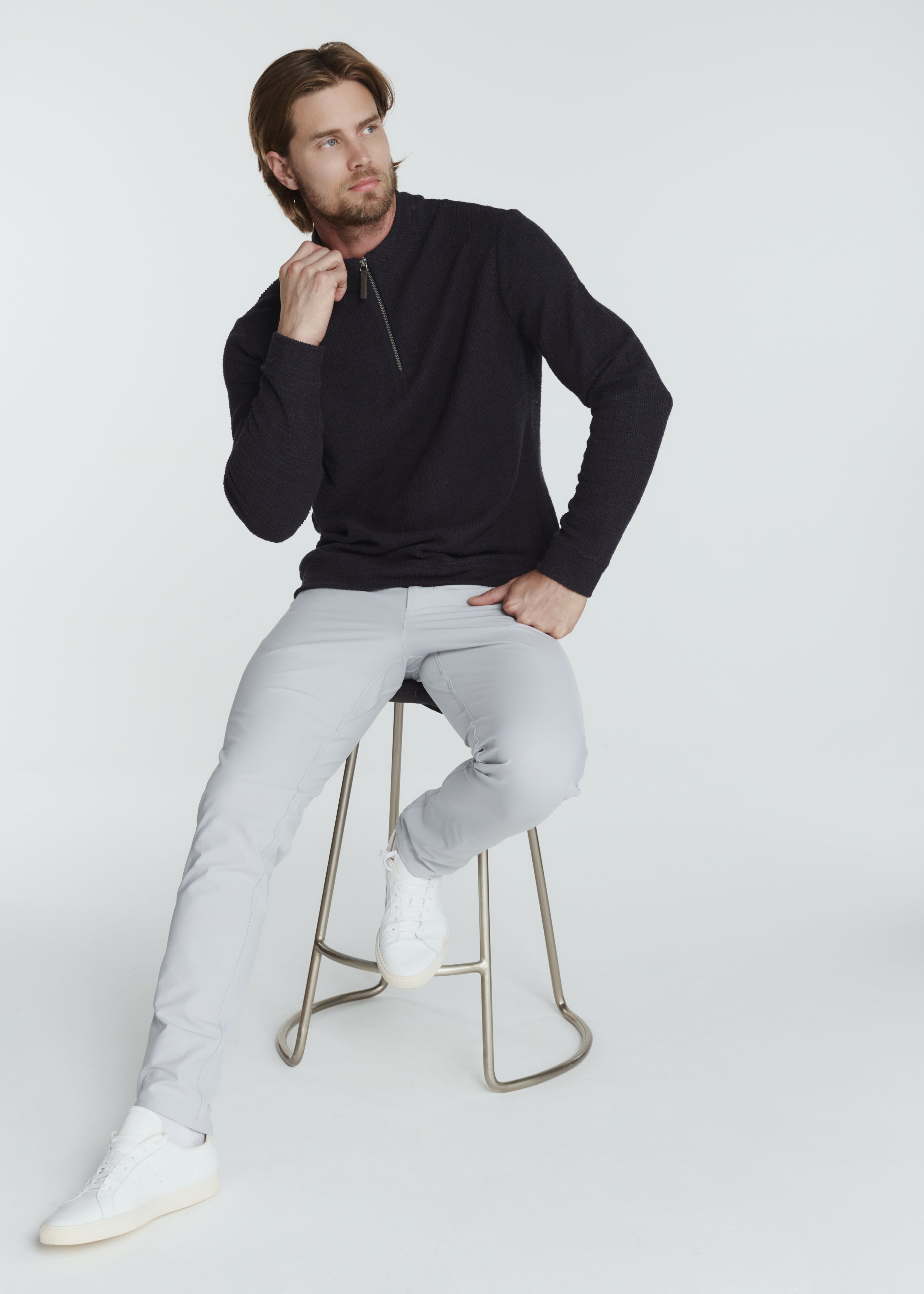 Monterey Textured Quarter Zip Pullover Navy