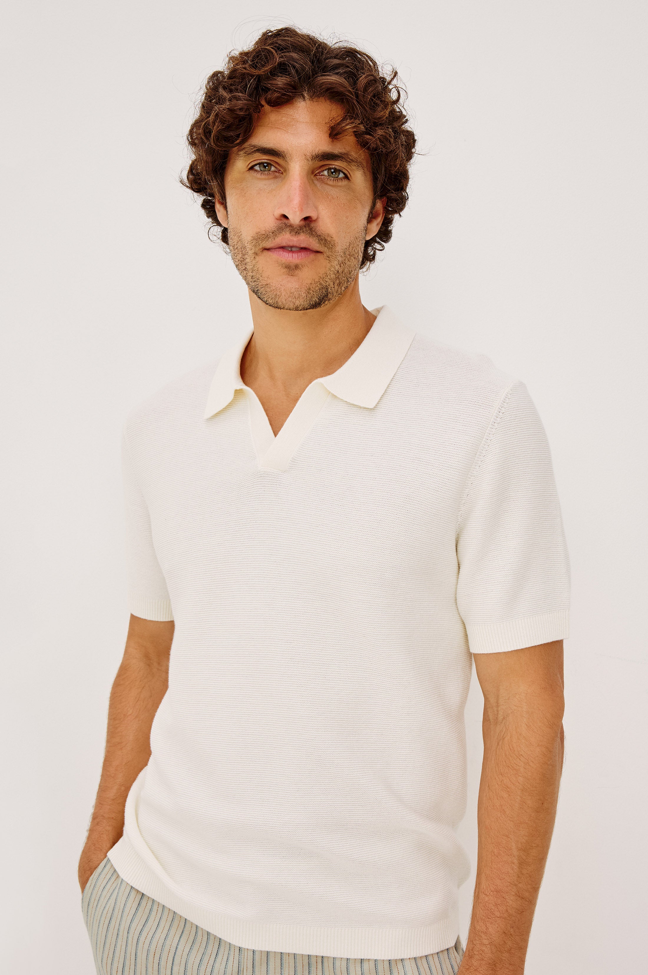Baker Knit Polo Ivory