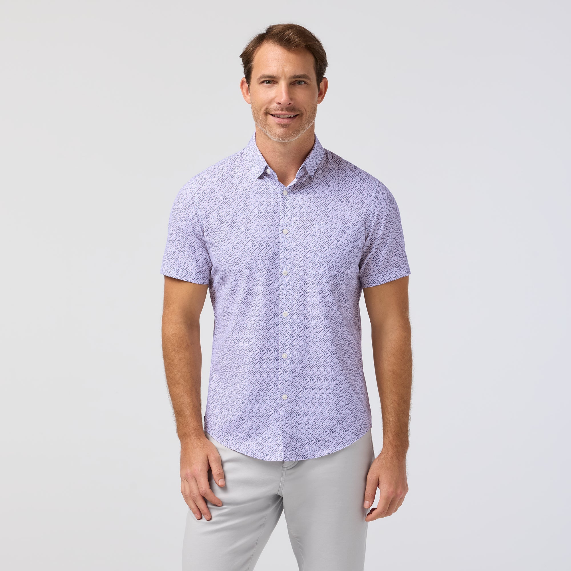 Leeward Short Sleeve Dress Shirt Pink Salt Retro Boomerang