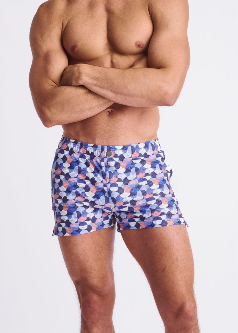 Printed Seersucker Swim Shorts Purple/Wisteria Swirls