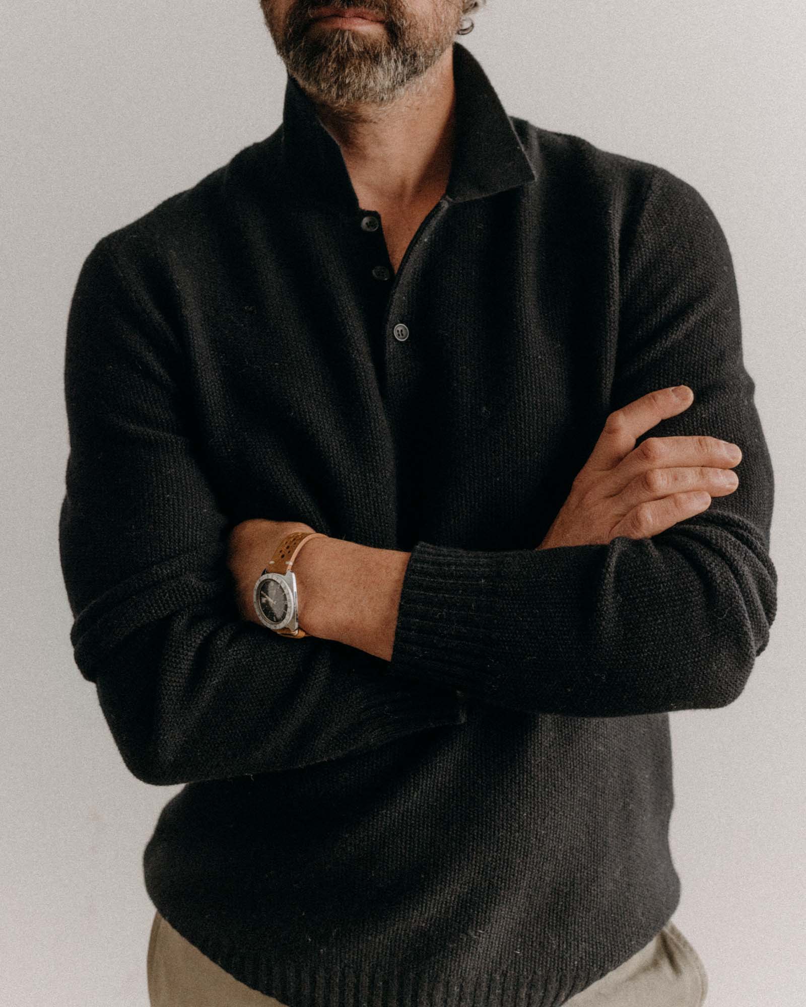The Newton Sweater Polo in Merino Midnight