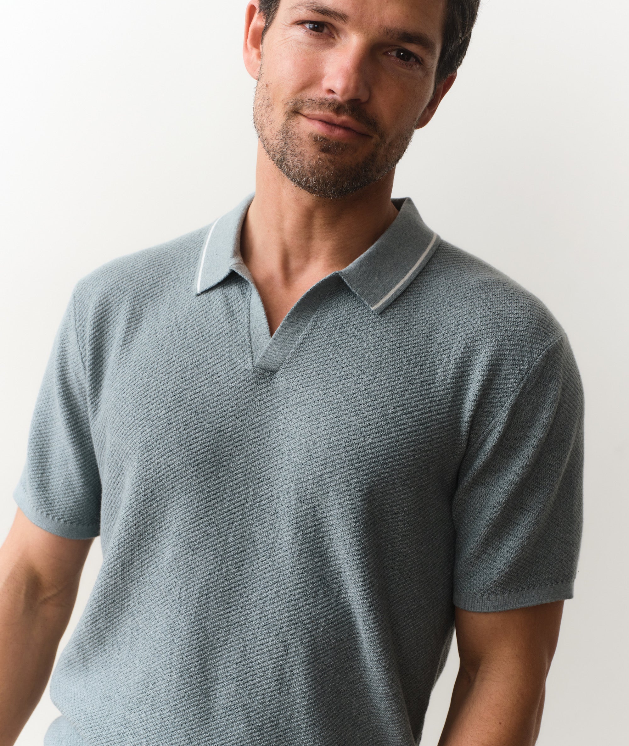 Greyson Short Sleeve Sweater Polo Slate