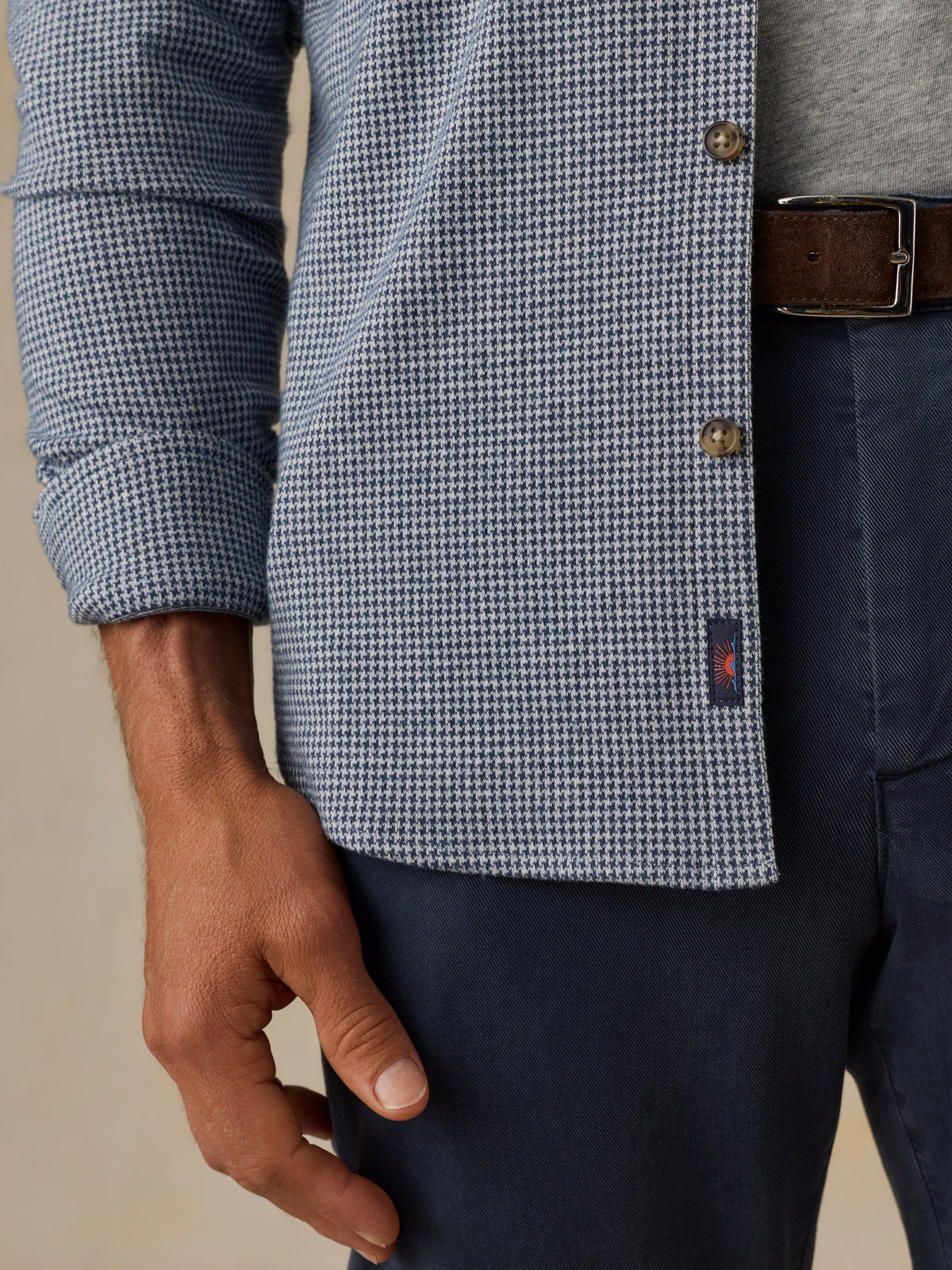 Legend Sweater Shirt Navy Cream Pincheck