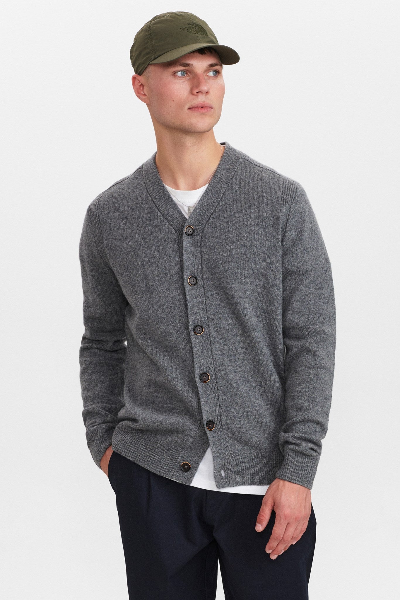 Aksvend Lambswool Cardigan Granite Grey