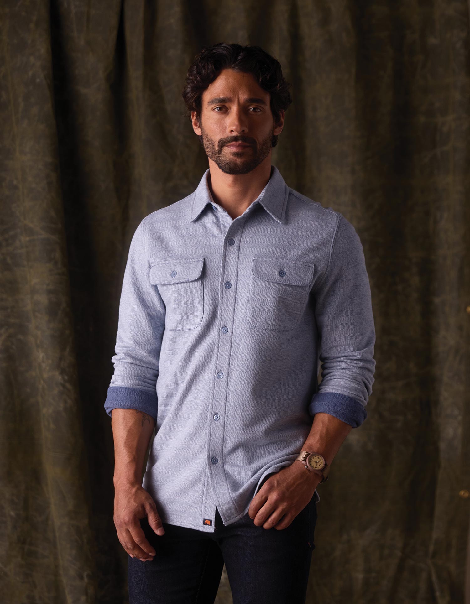 Textured Knit Everyday Shirt Vintage Blue