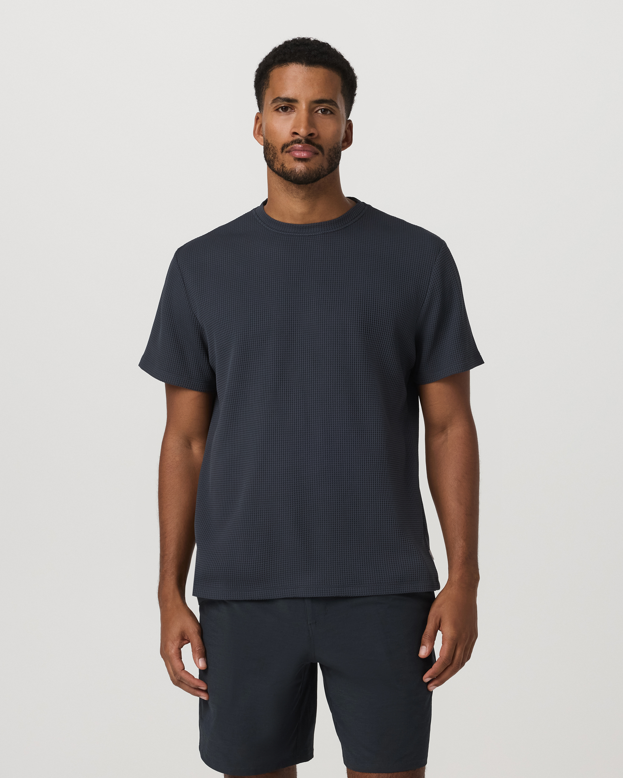 Short Sleeve Lightweight Tech Waffle Tee - Relaxed Fit Navy
