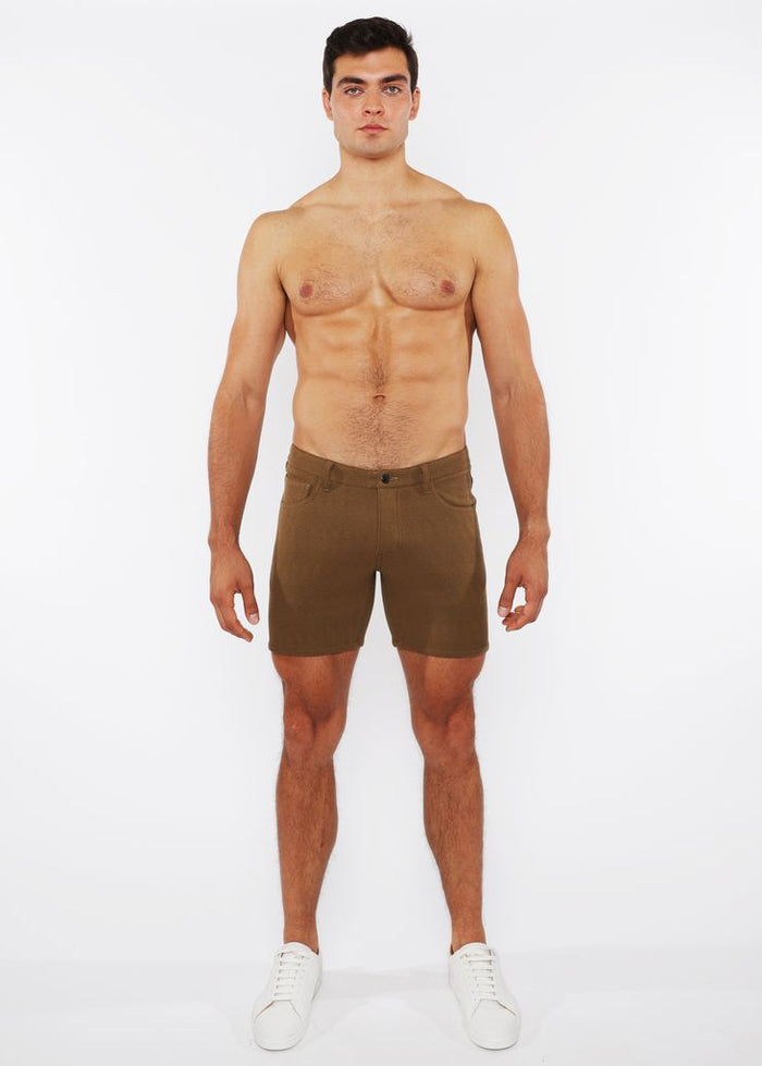Jacquard Stretch Knit Jean Shorts Truffle Zigzag