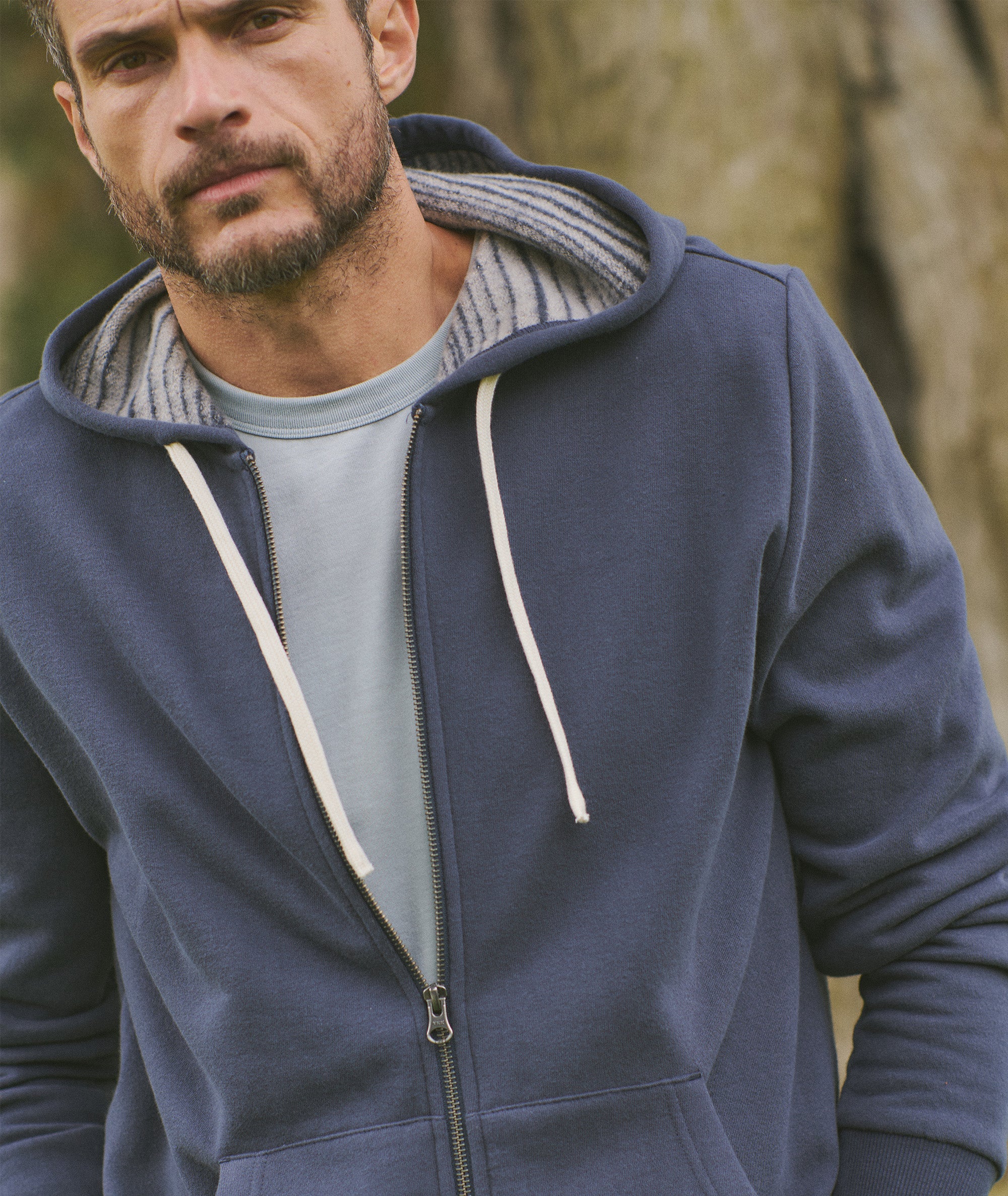 Cloud 9 Fleece Full Zip Hoodie Navy Stripe