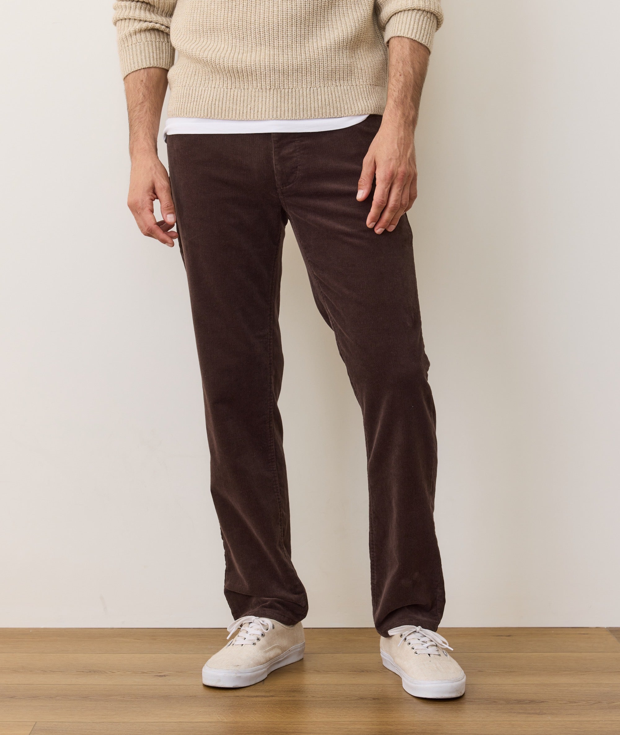 Slim Straight Flex Terry Cords Dark Brown