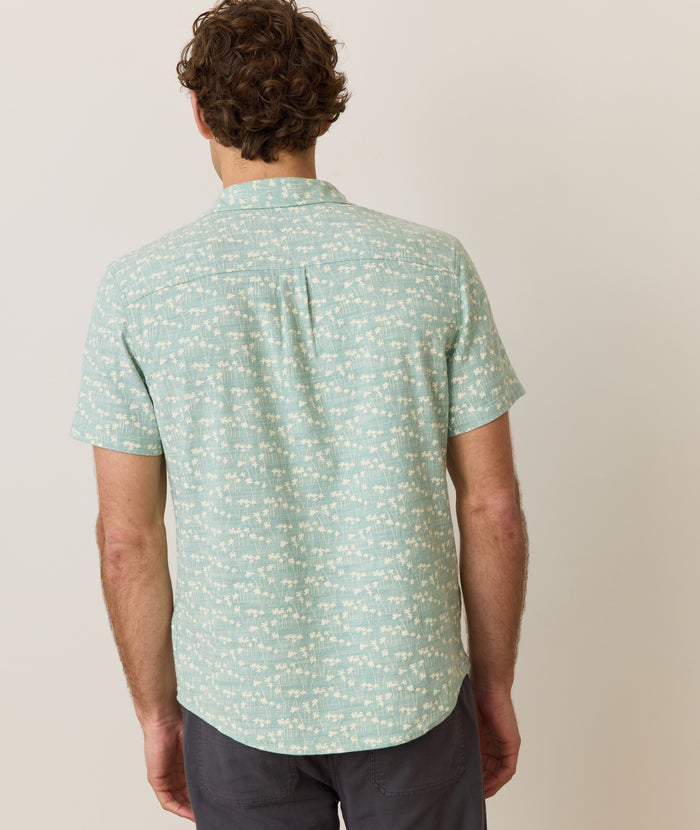 Classic Stretch Selvage Shirt Green Palm Print