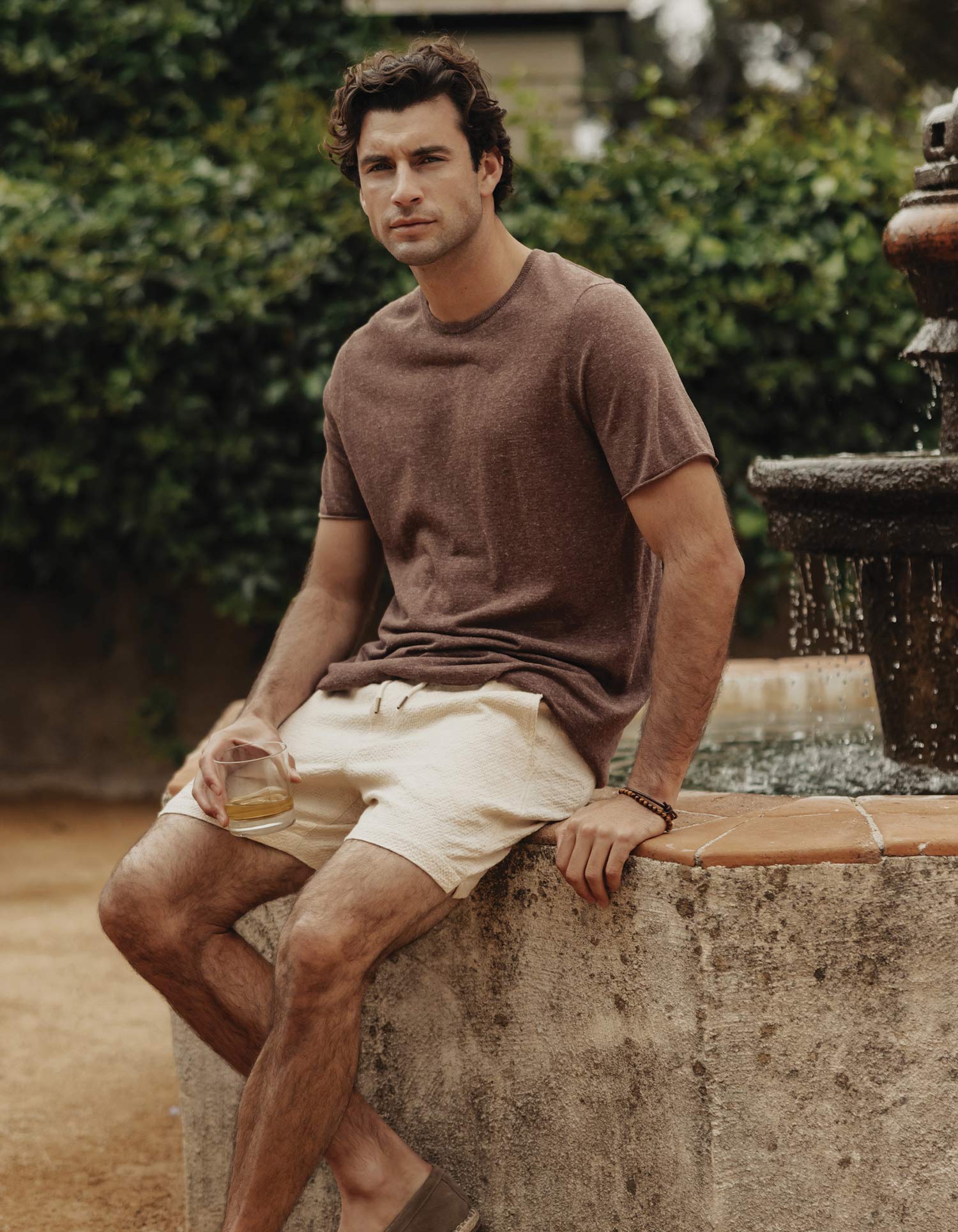 Summer Linen Blend Tee Espresso