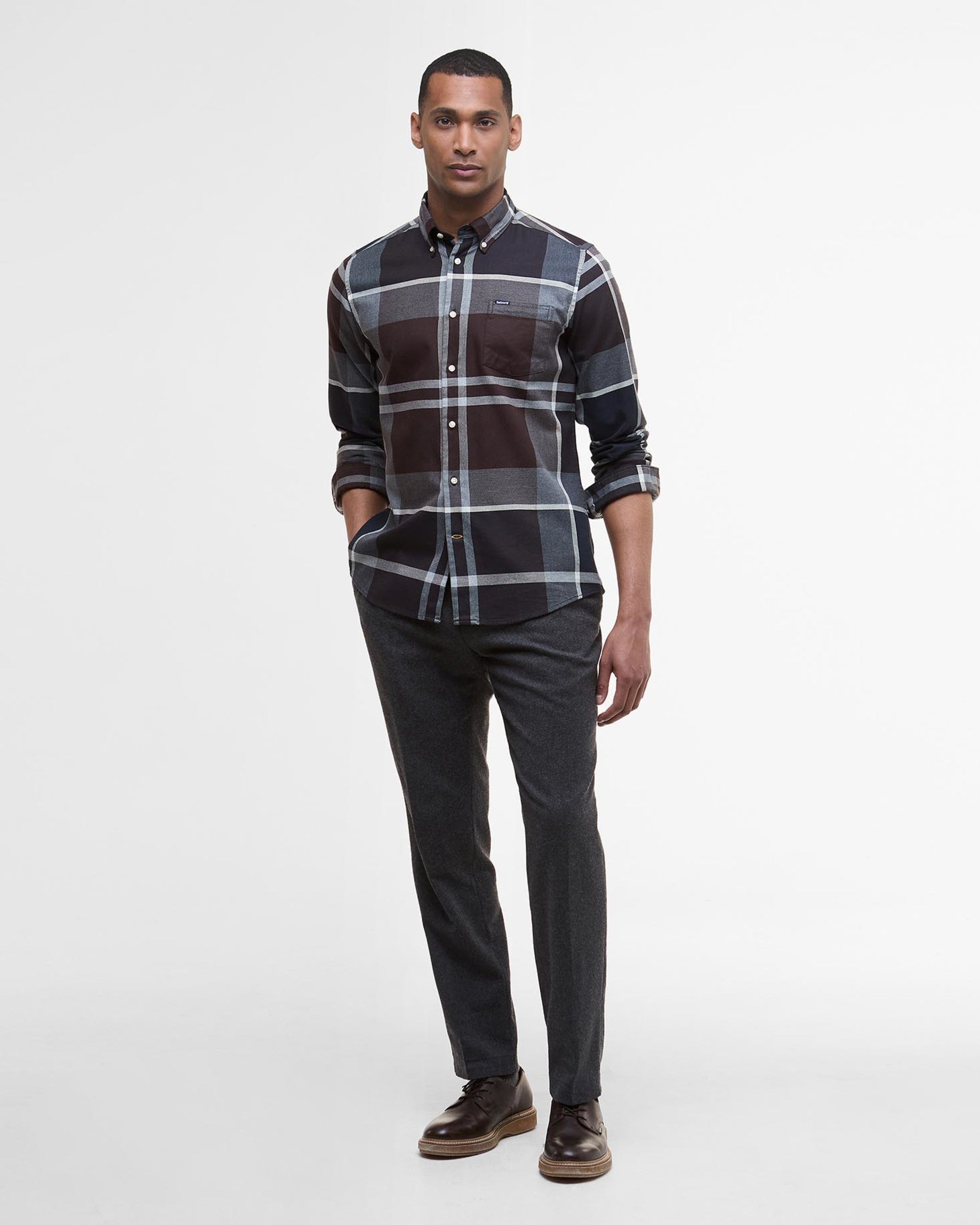 Dunoon Tailored Tartan Shirt Midnight Oak Tartan