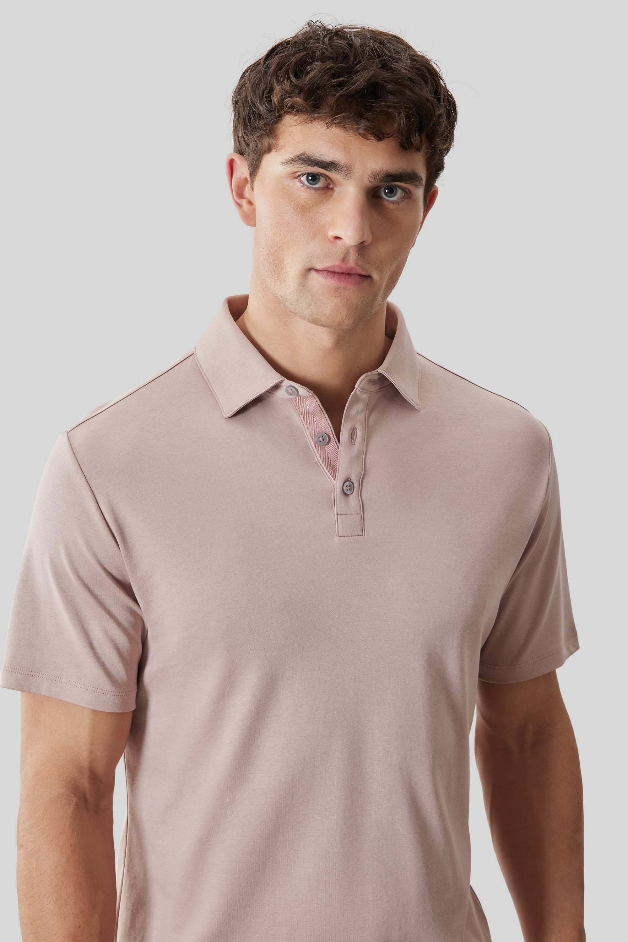 Georgia Short Sleeve Herringbone Polo Powder Coral