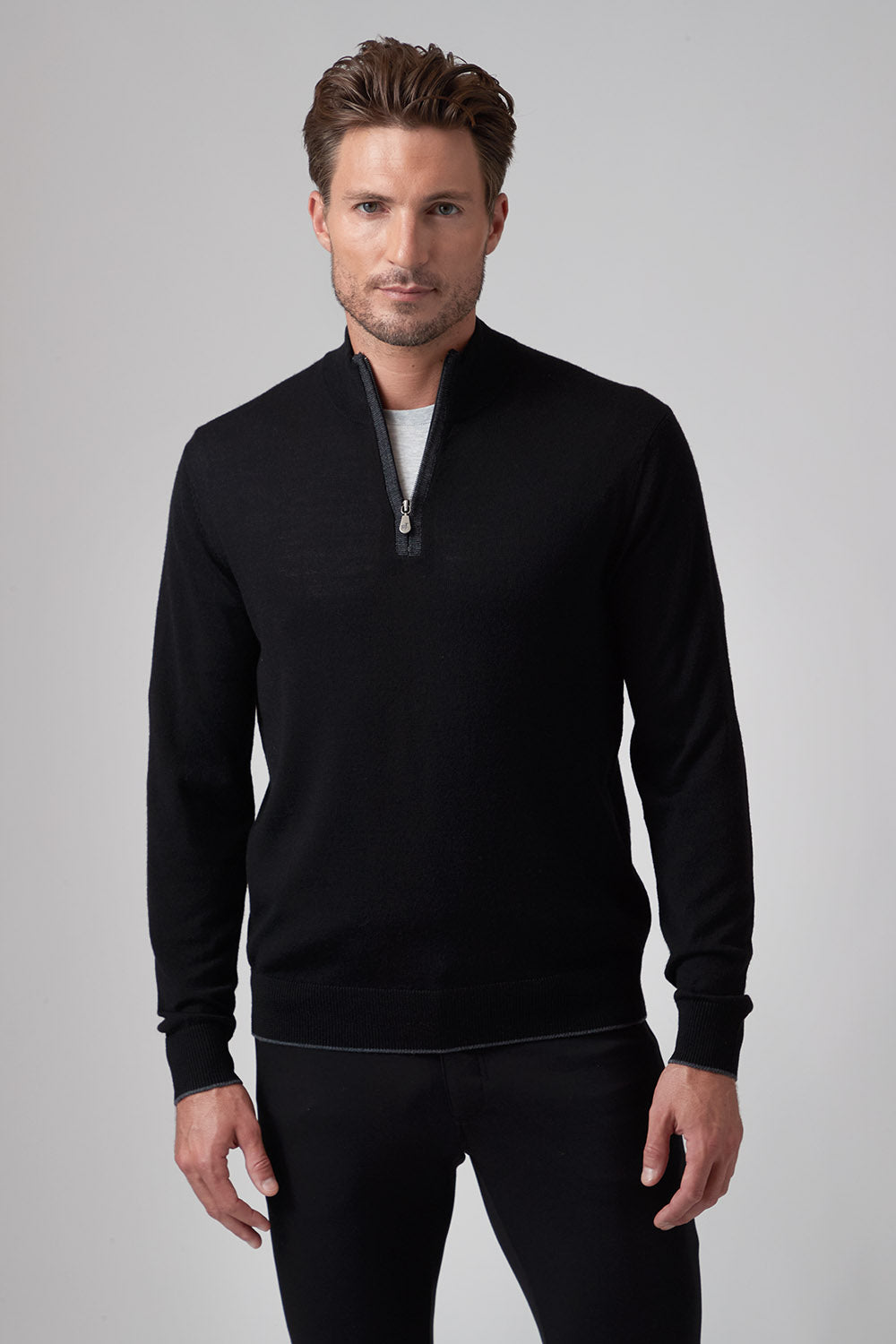 Long Sleeve 1/4 Zip Mock Neck Black