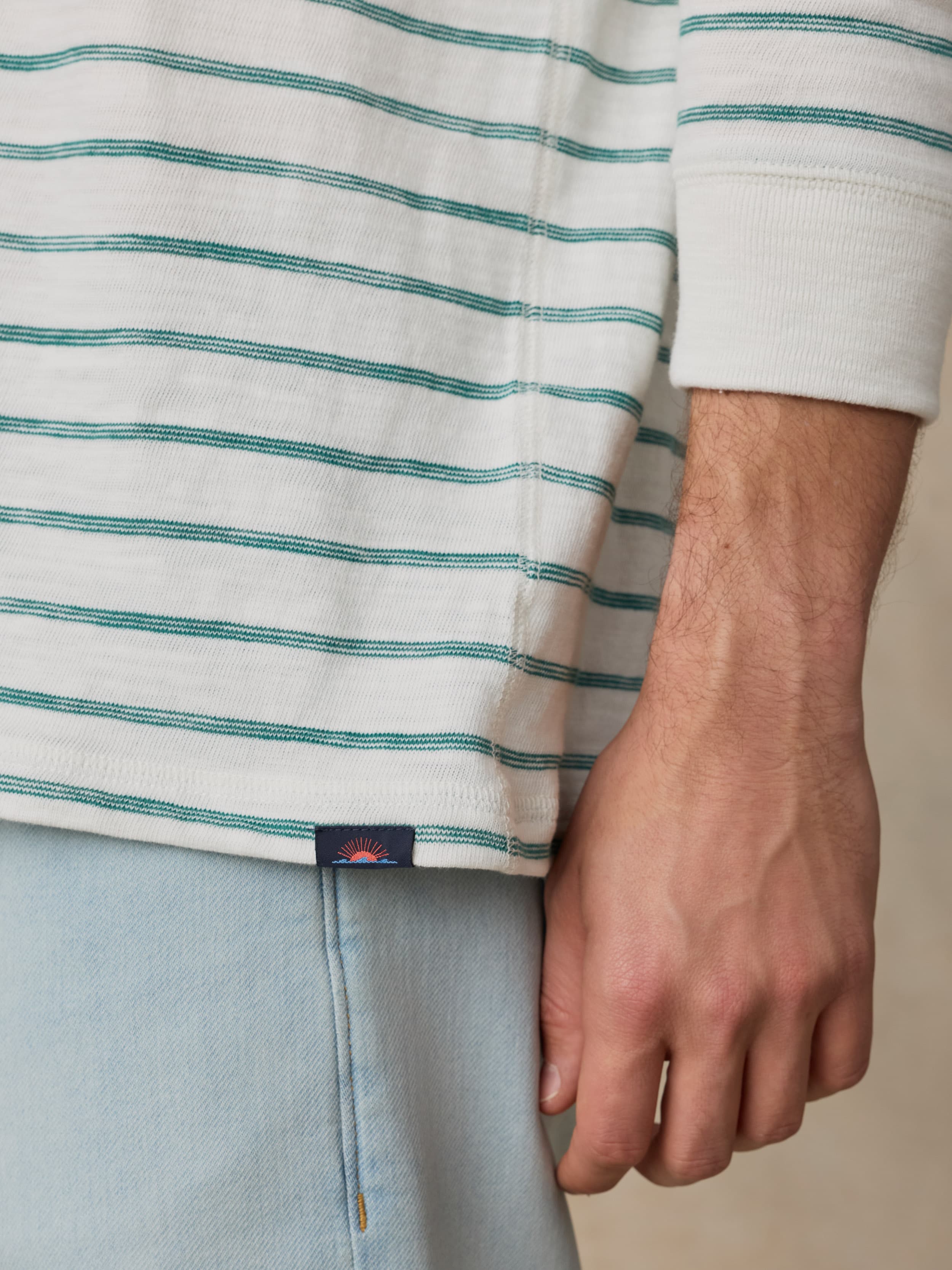 Sunwashed Slub Hoodie White Biscayne Stripe