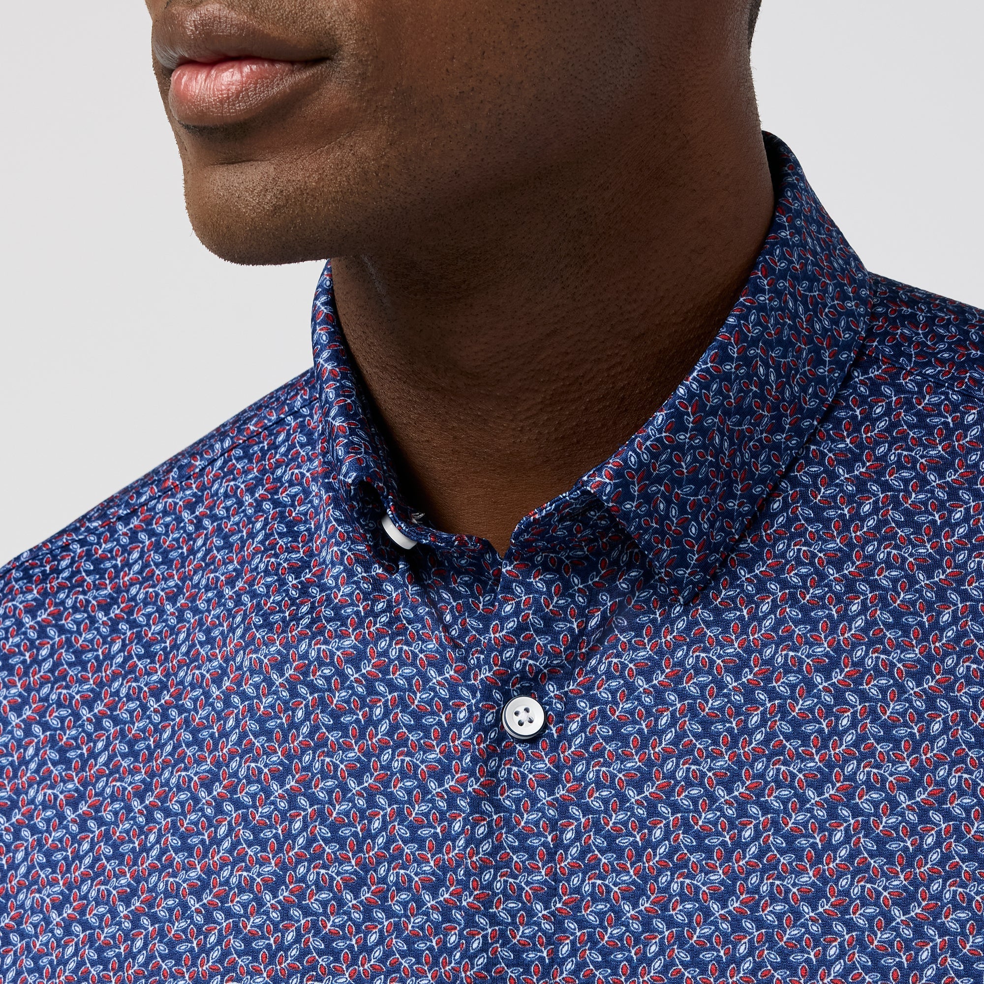 Halyard Short Sleeve Dress Shirt Midnight Navy Variegated Leaf