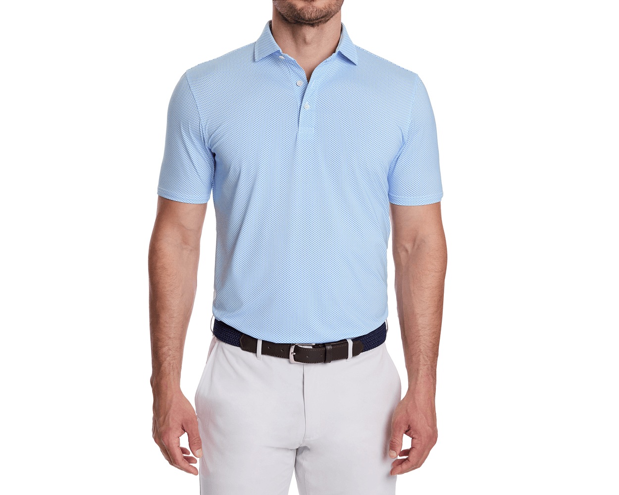 Armfield Print Performance Jersey Knit Polo Marlin Blue