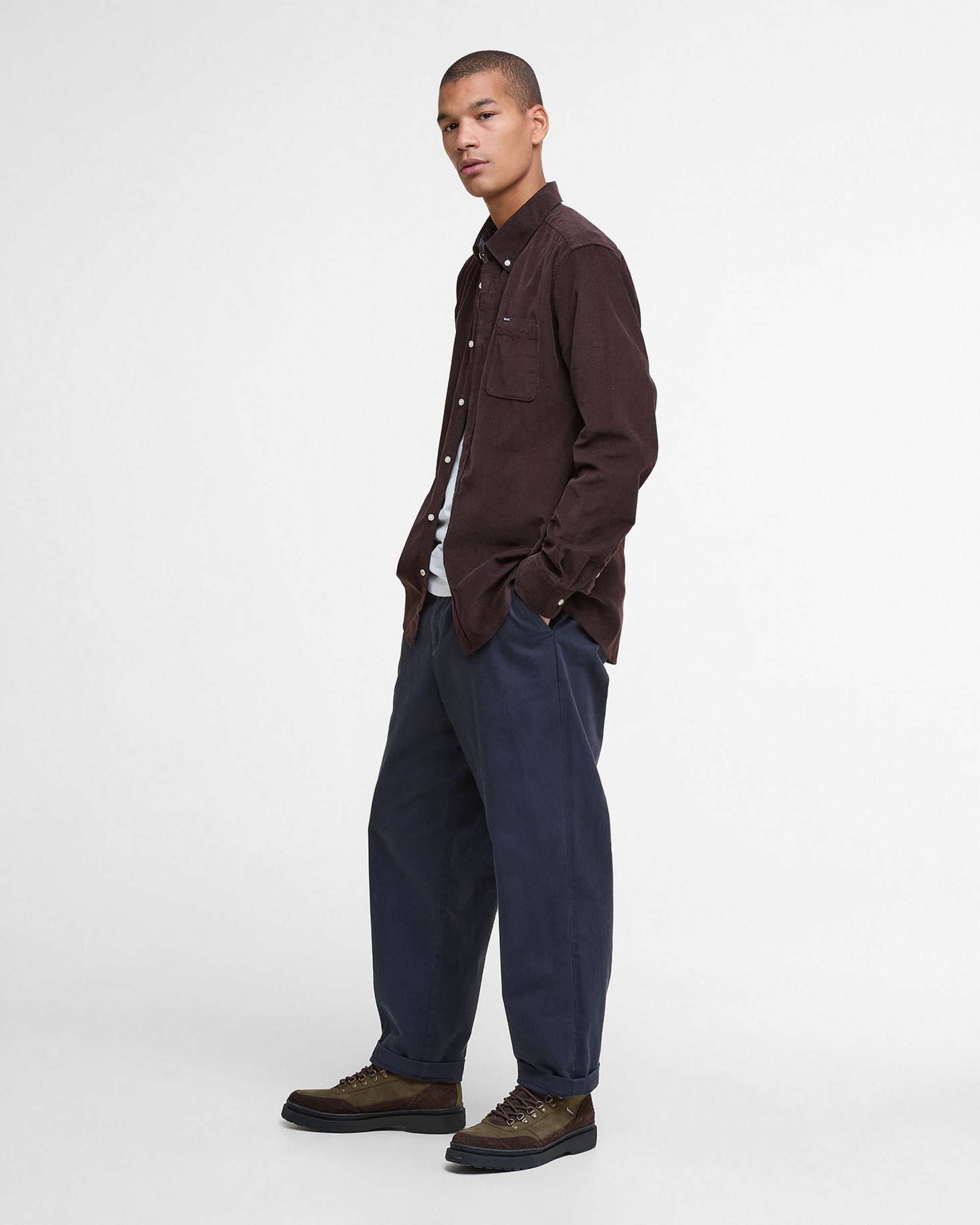 Ramsey Tailored Cord Shirt Dark Oak
