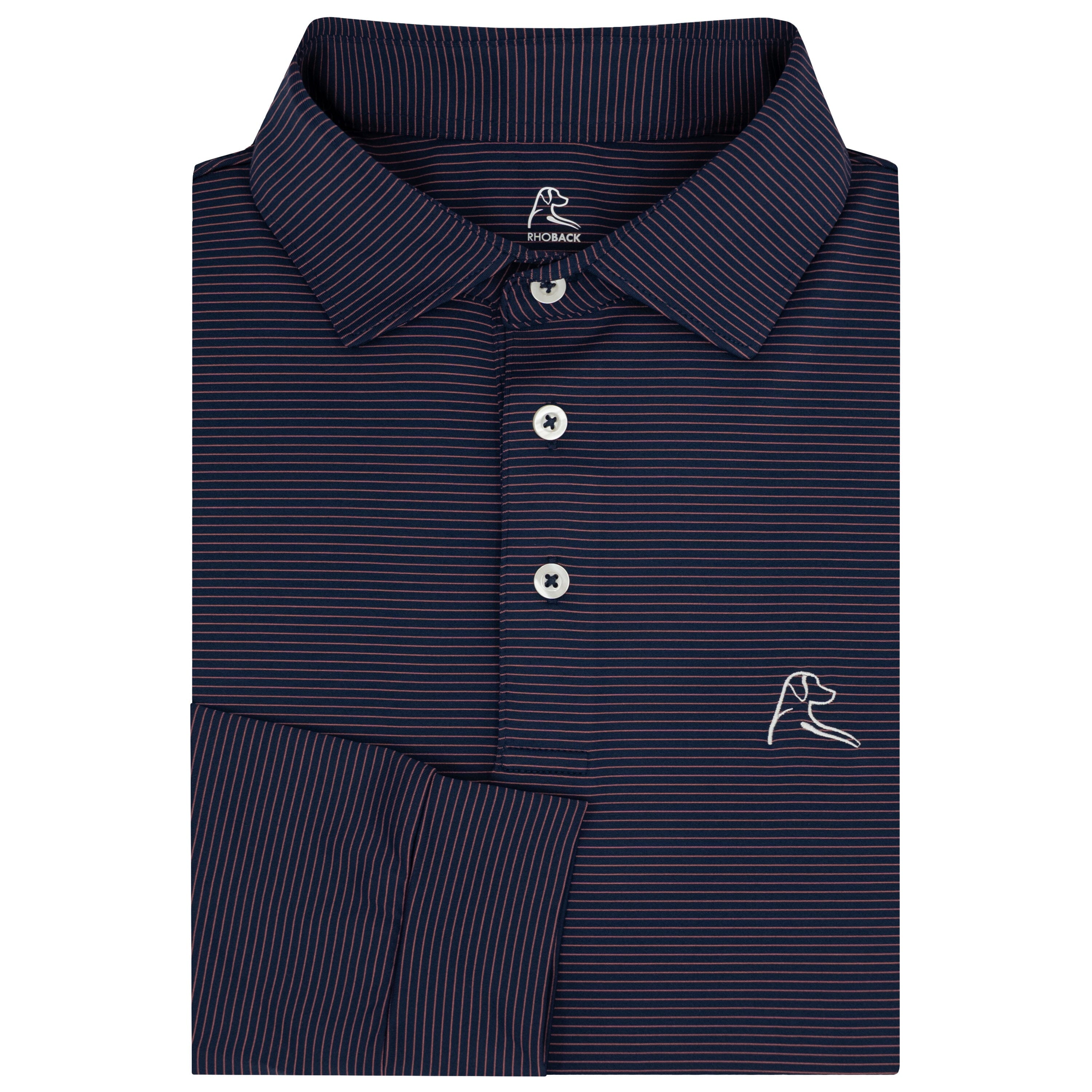The Shell Stripe L/S Polo Fleet Navy/Rouge Red