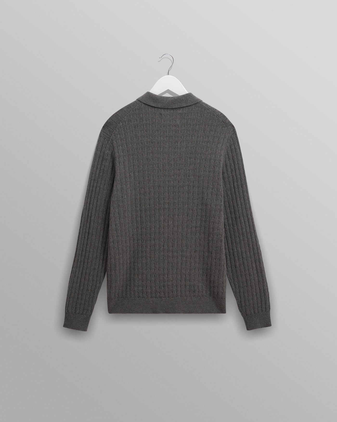 Oban Polo - Diamond Stripe Knit Grey Marl