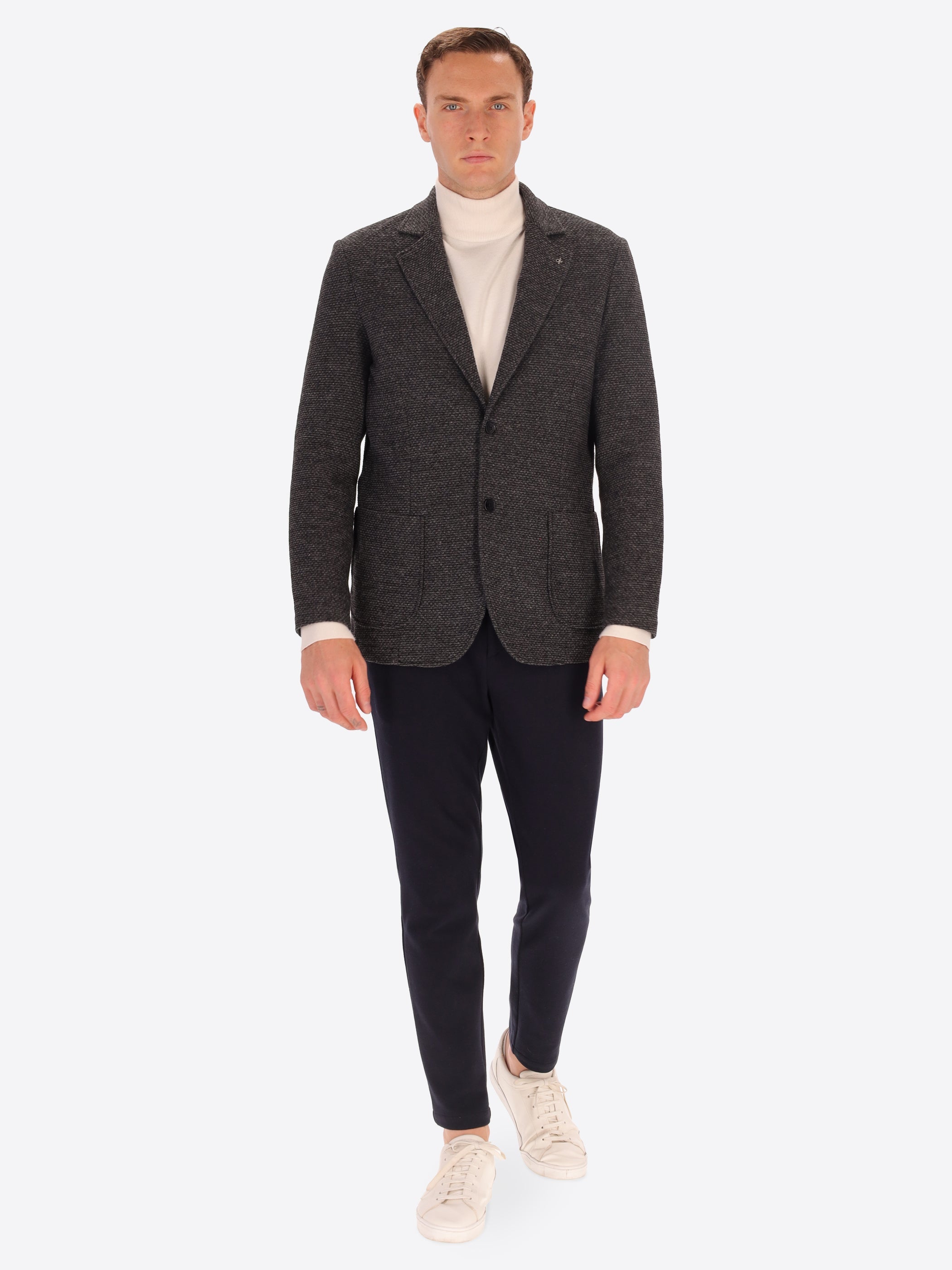 Pad Textured Jacket Charcoal
