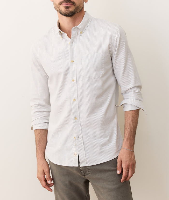 California Oxford Shirt Grey/White Stripe