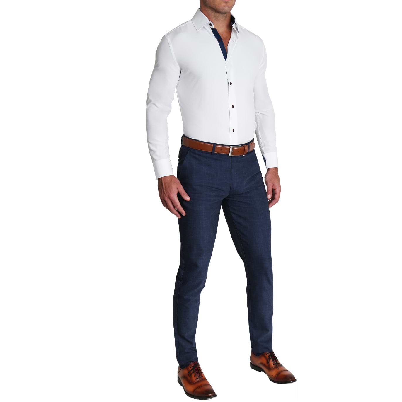 The Springer Shirt White/Navy Accent