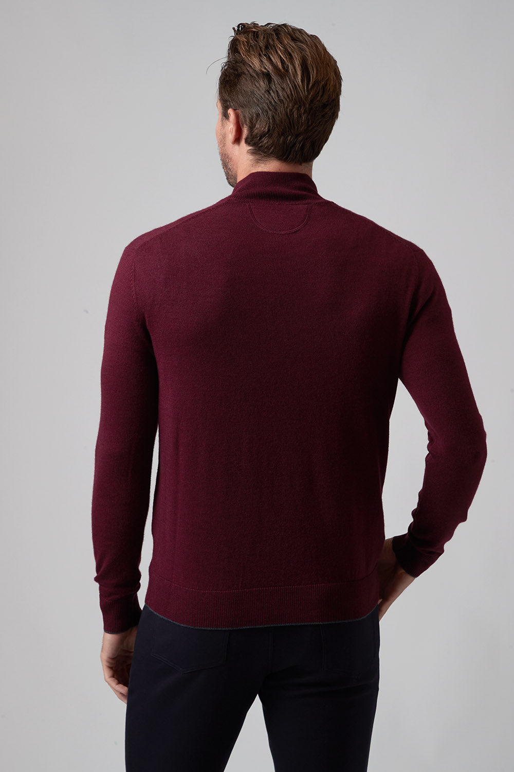 Long Sleeve 1/4 Zip Mock Neck Merlot