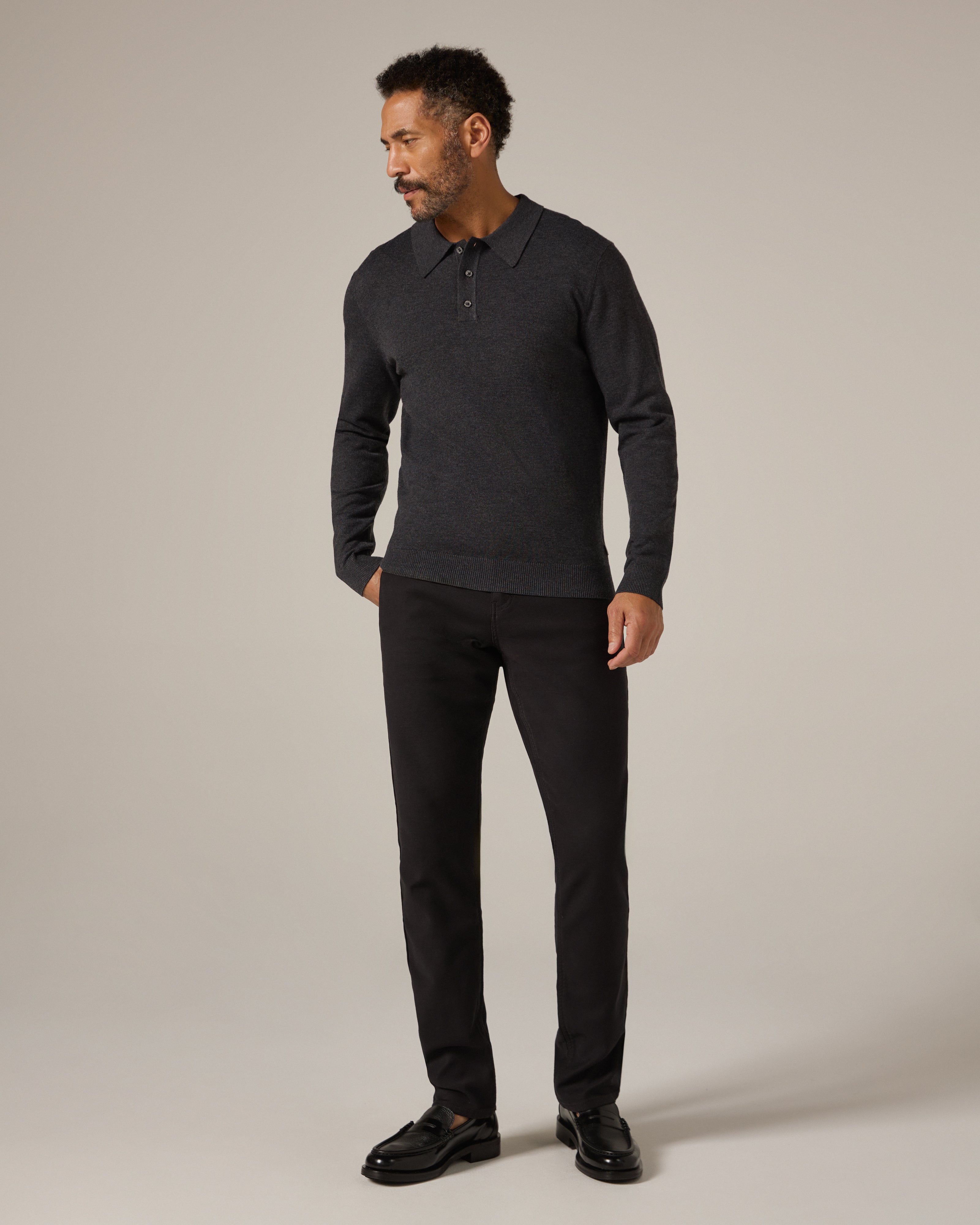 Belford Sweater Polo Charcoal Melange