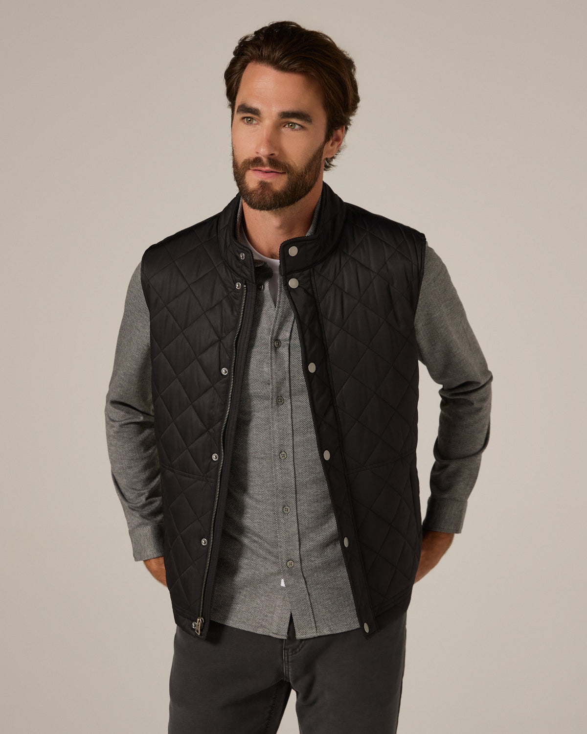 Crest Quilted Vest Navy