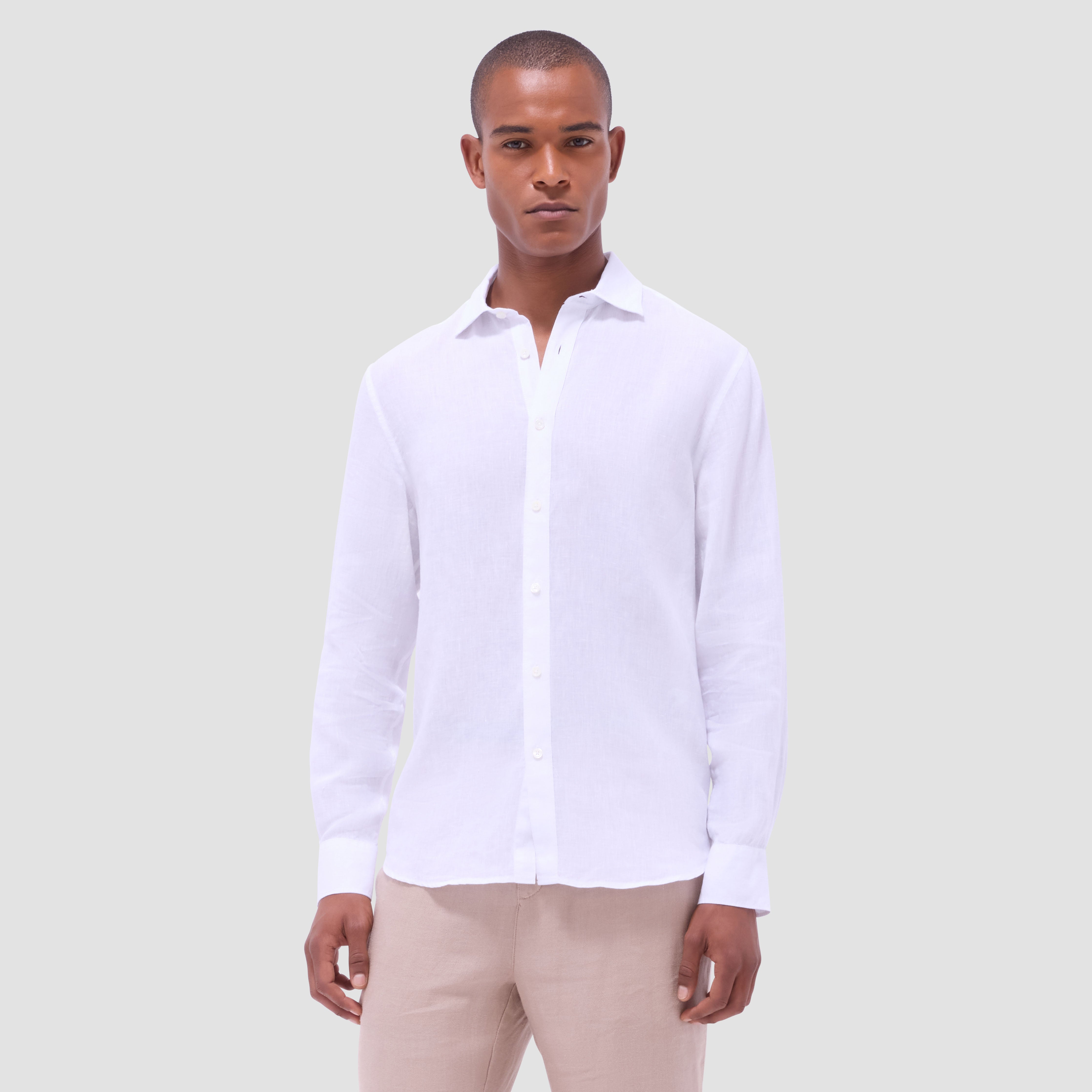 Axel Linen Long Sleeve Shirt White
