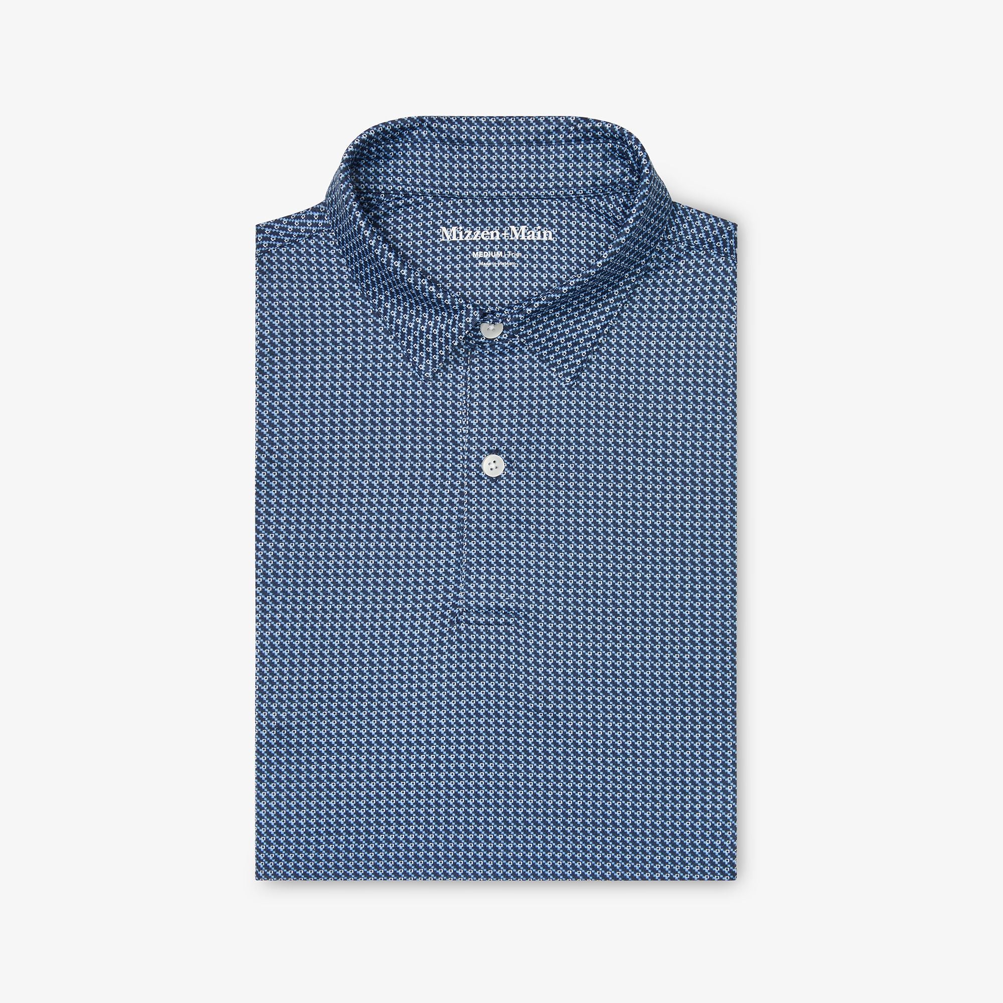 Halyard Short Sleeve Polo Navy Geo Twill