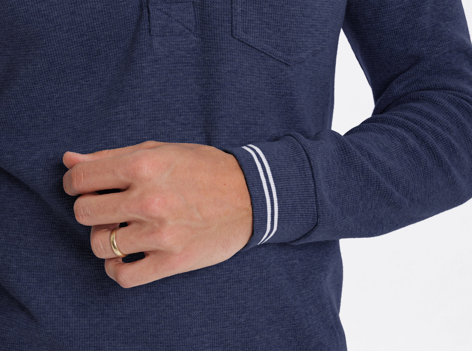 Waffle Knit Rugby Heather Navy