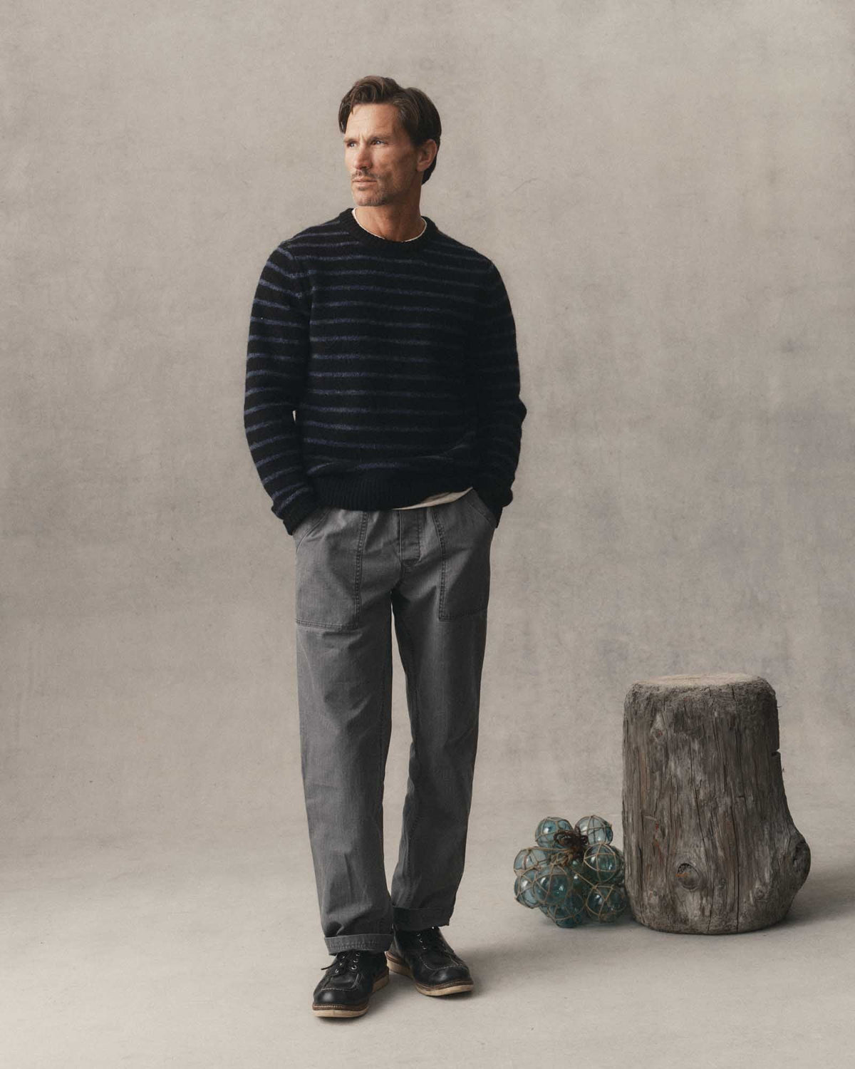 The Eastmoor Wool Sweater Coal Stripe