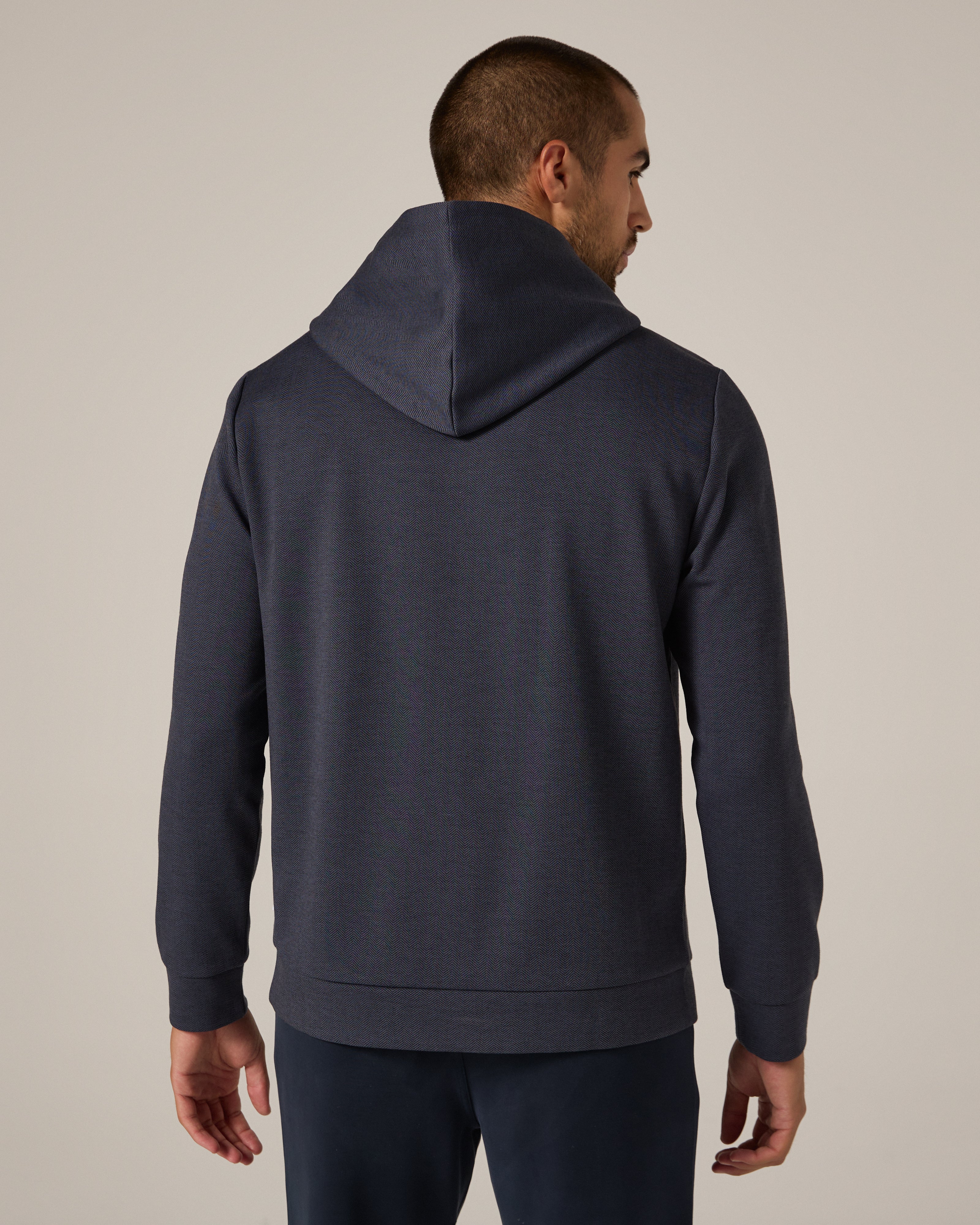 Roarke Herringbone Hoodie Navy