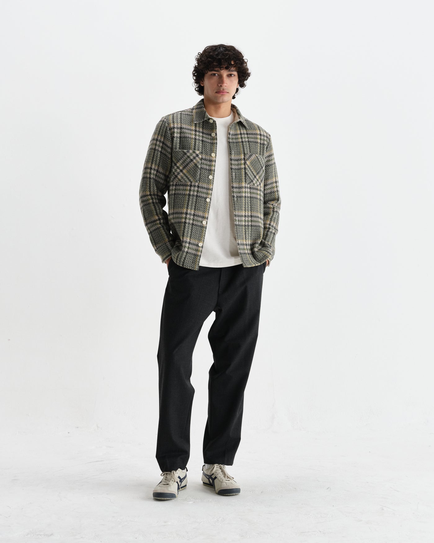 Whiting Overshirt - Wool Blend Check Green