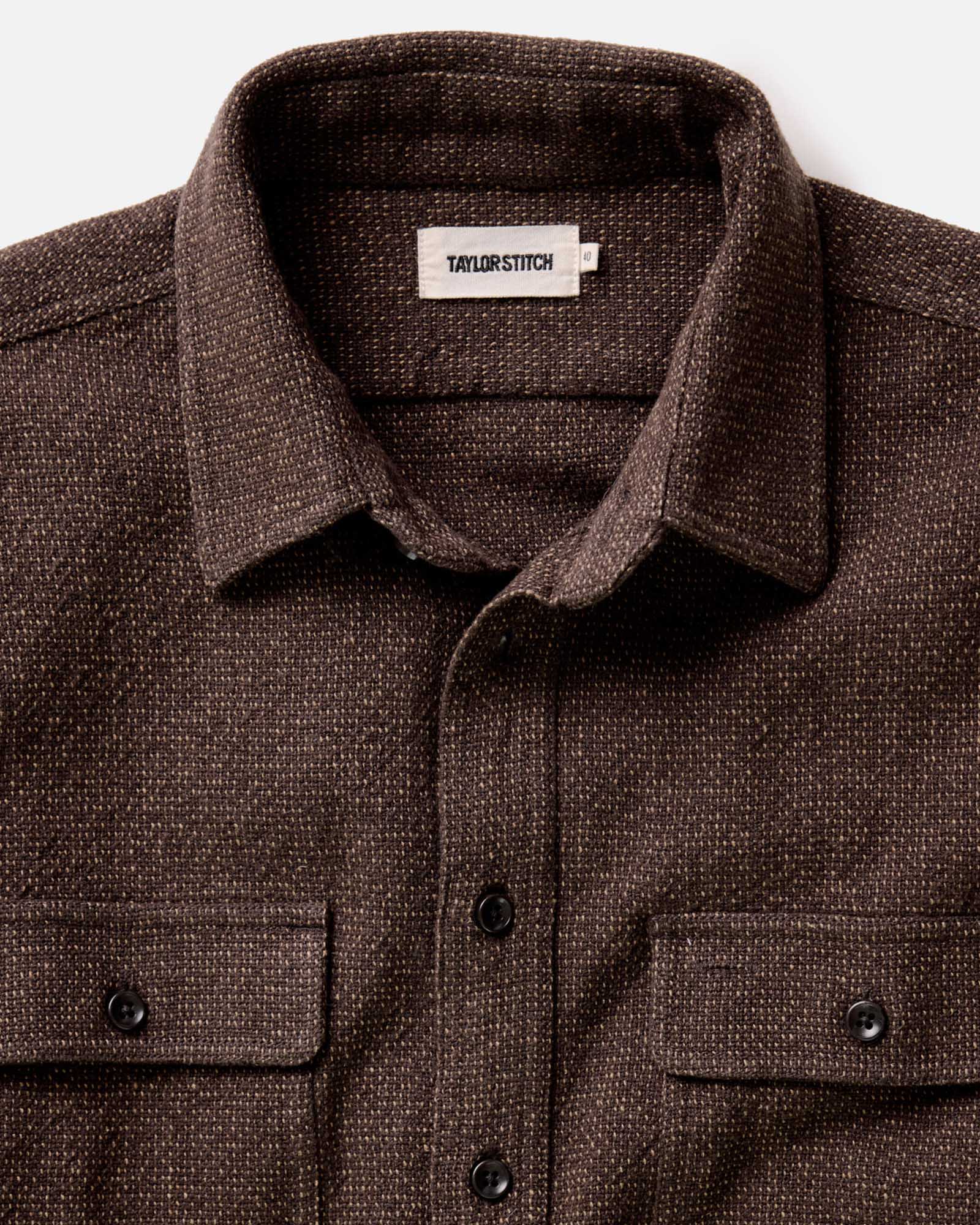The Ledge Shirt in Linen Tweed Black Coffee