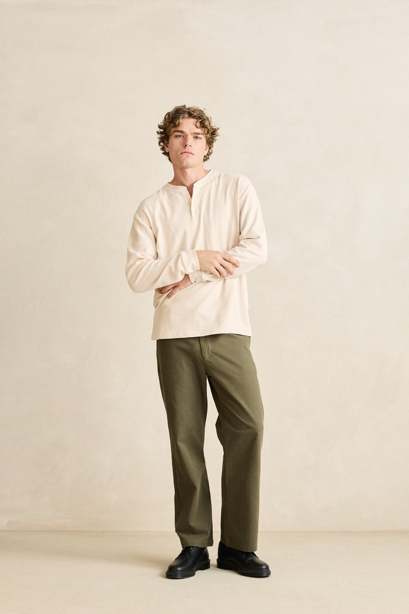 Vintage Jersey L/S Henley Natural