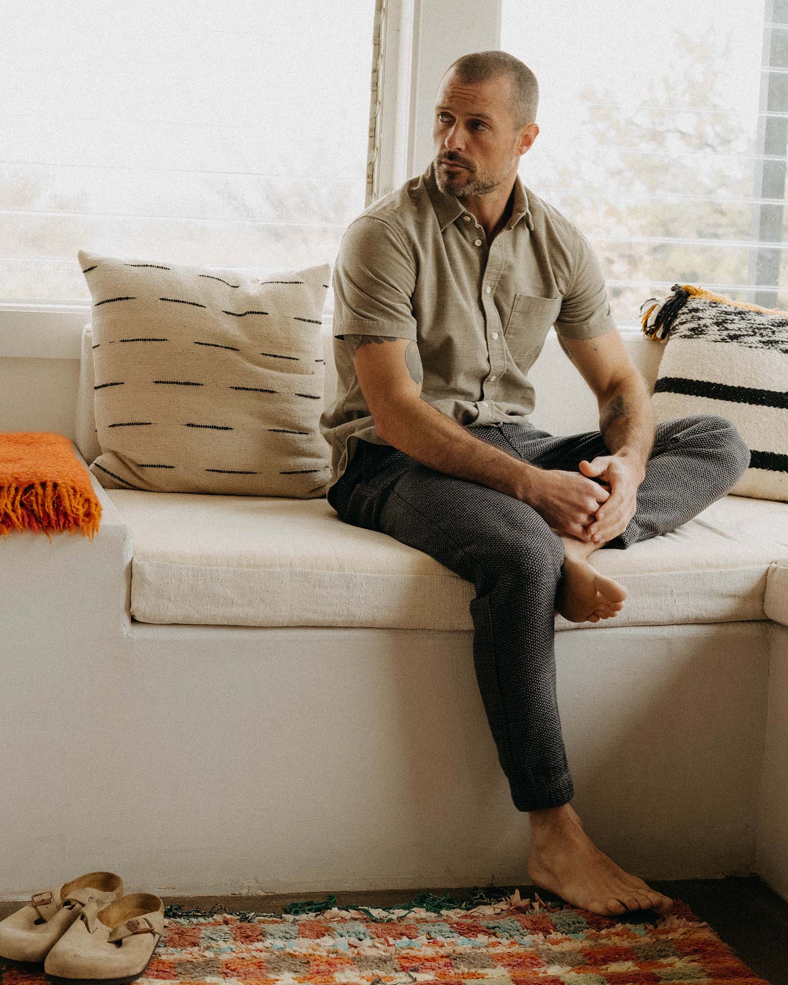 The Apres Pant in Sashiko Coal