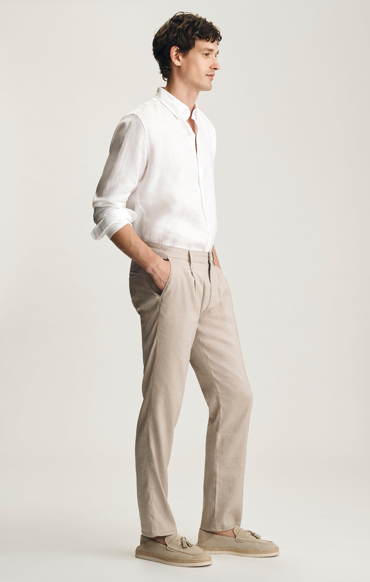 Will Pleated Linen Trouser Coffee