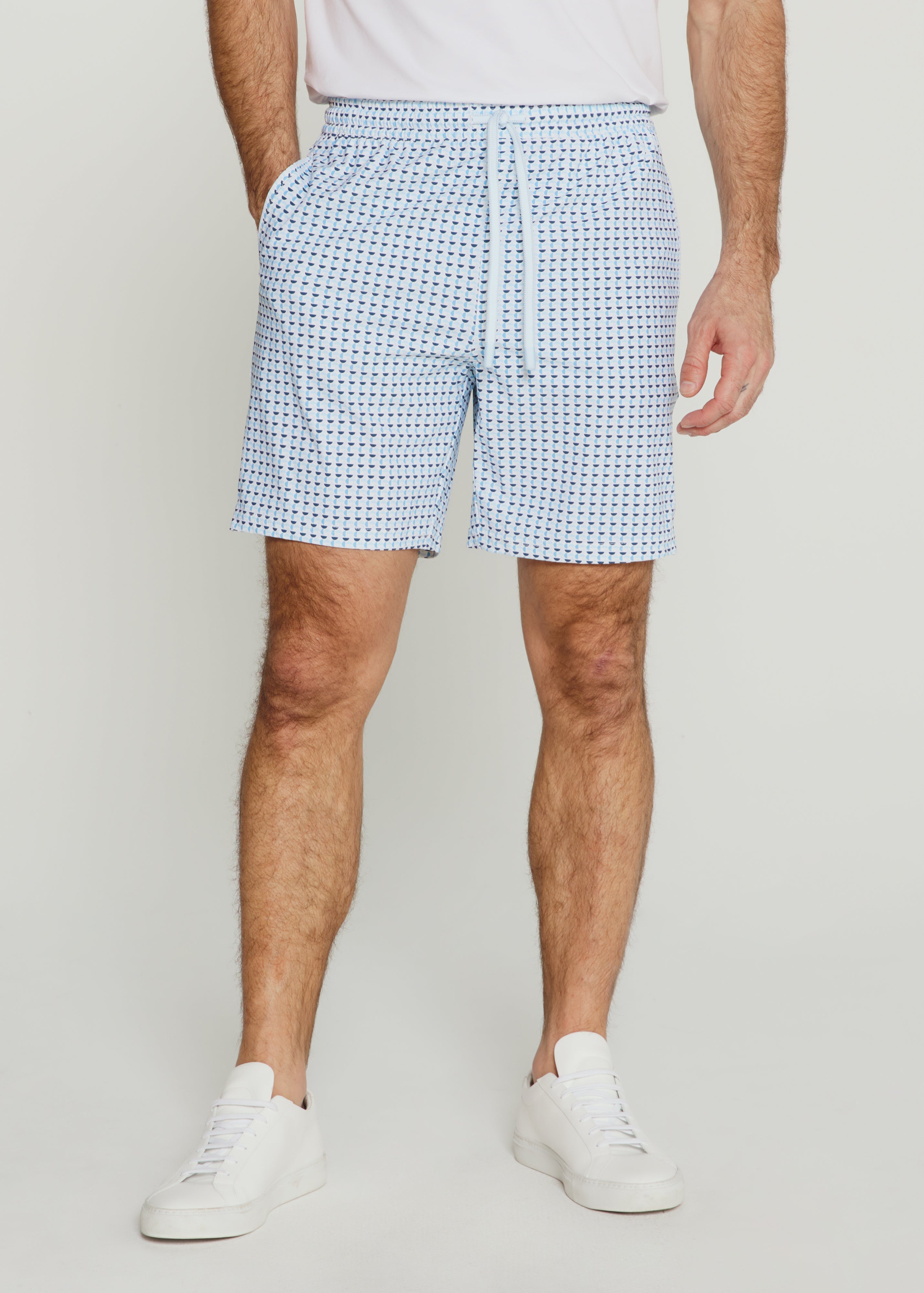 The Crew Swim Trunk Light Blue Semicircles