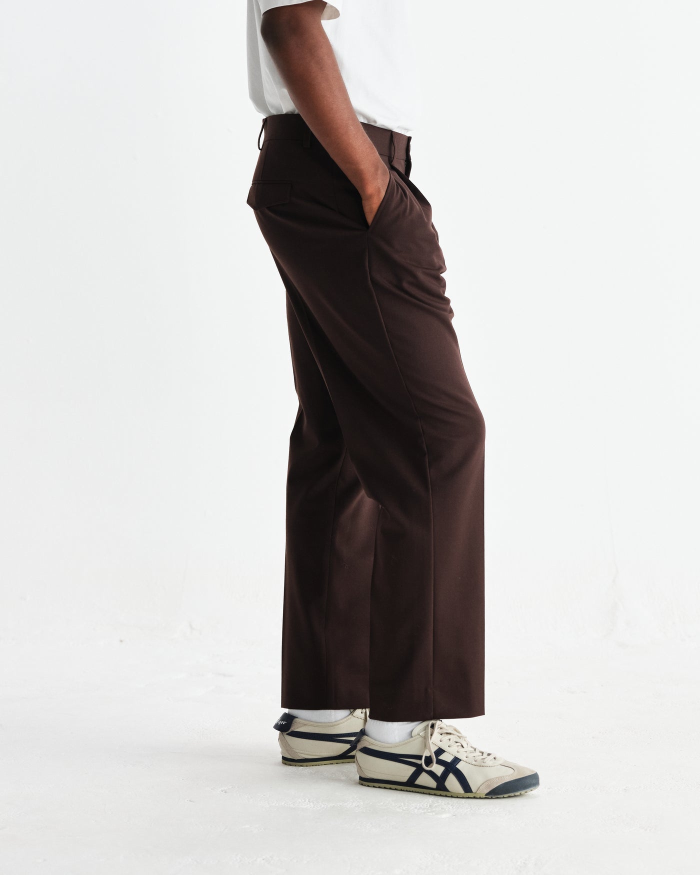 Aubyn Trouser - Wool Blend Twill Dark Brown