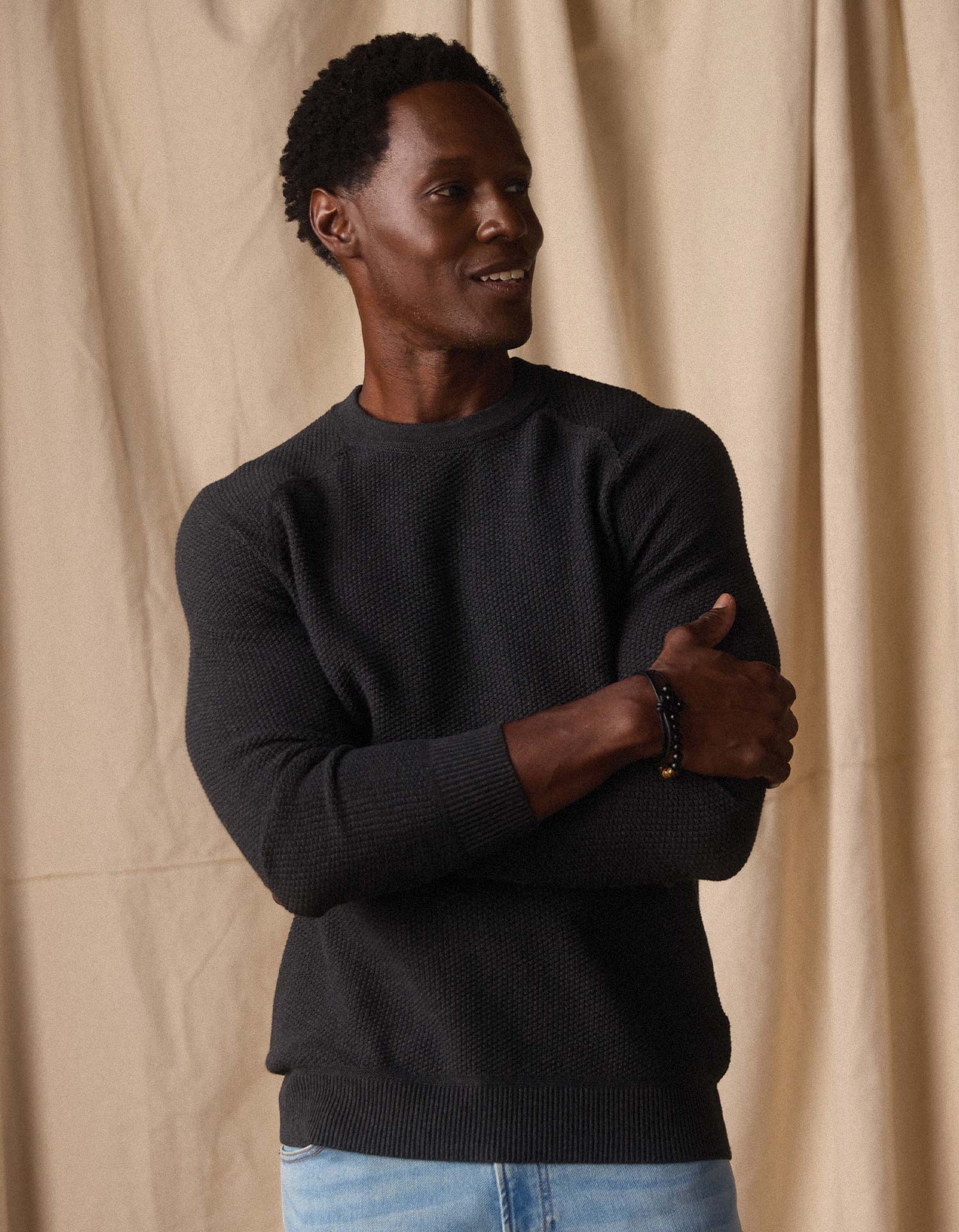 Coolmax Textured Crewneck Sweater Charcoal