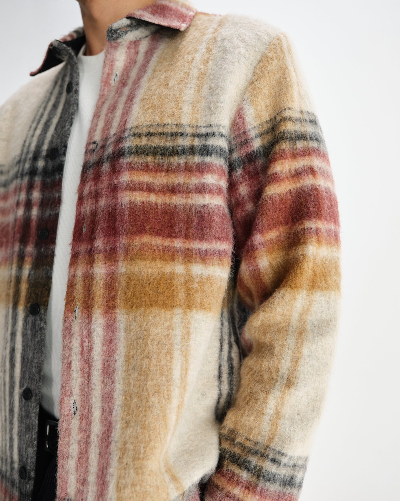 Nolan Overshirt - Wool Blend Check Natural/Multi