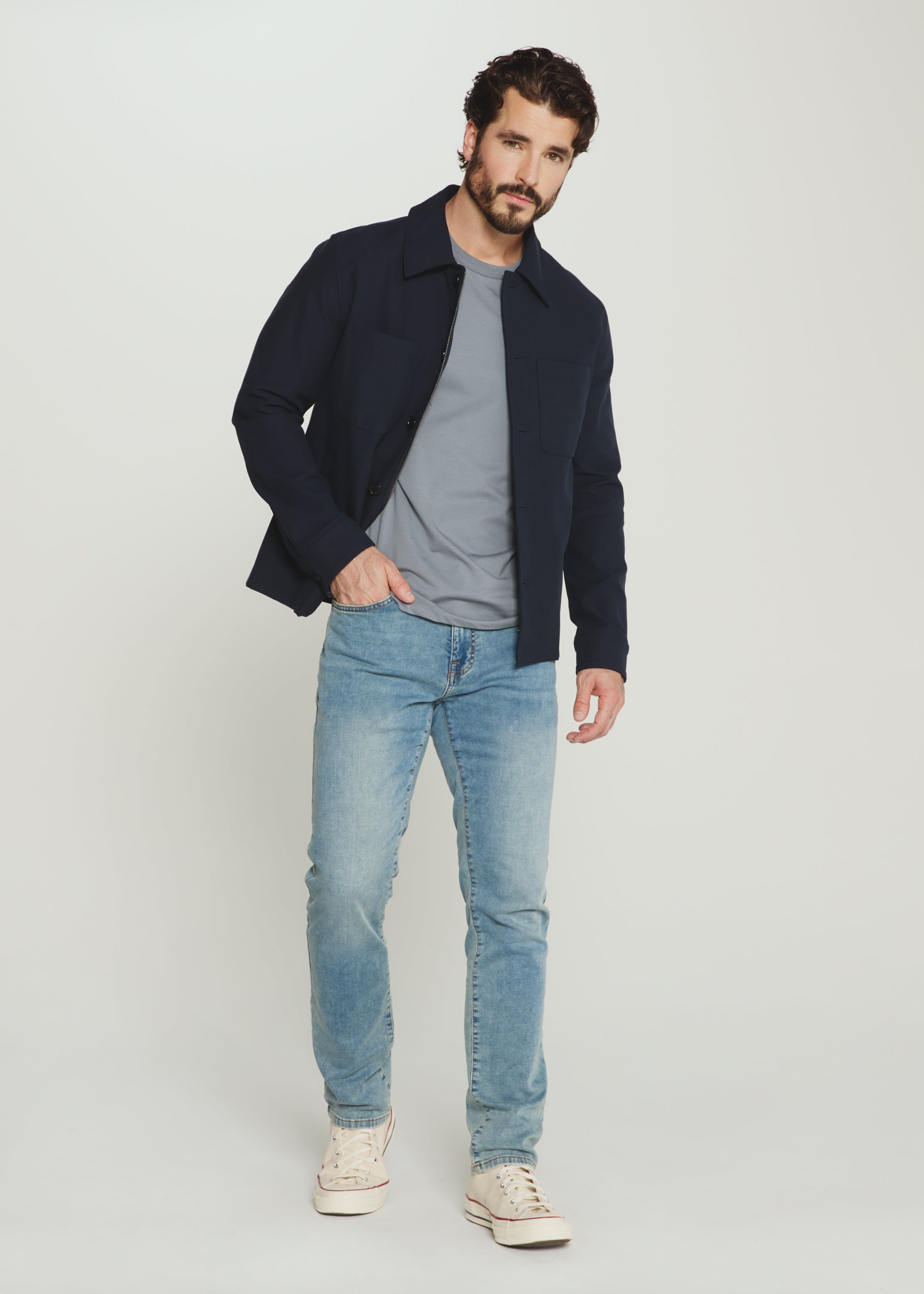 Baron Button Front Jacket Navy