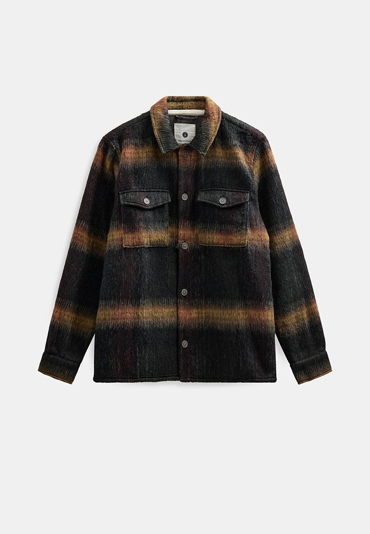 Akoscar Heavy Twill Check Overshirt Forest Night