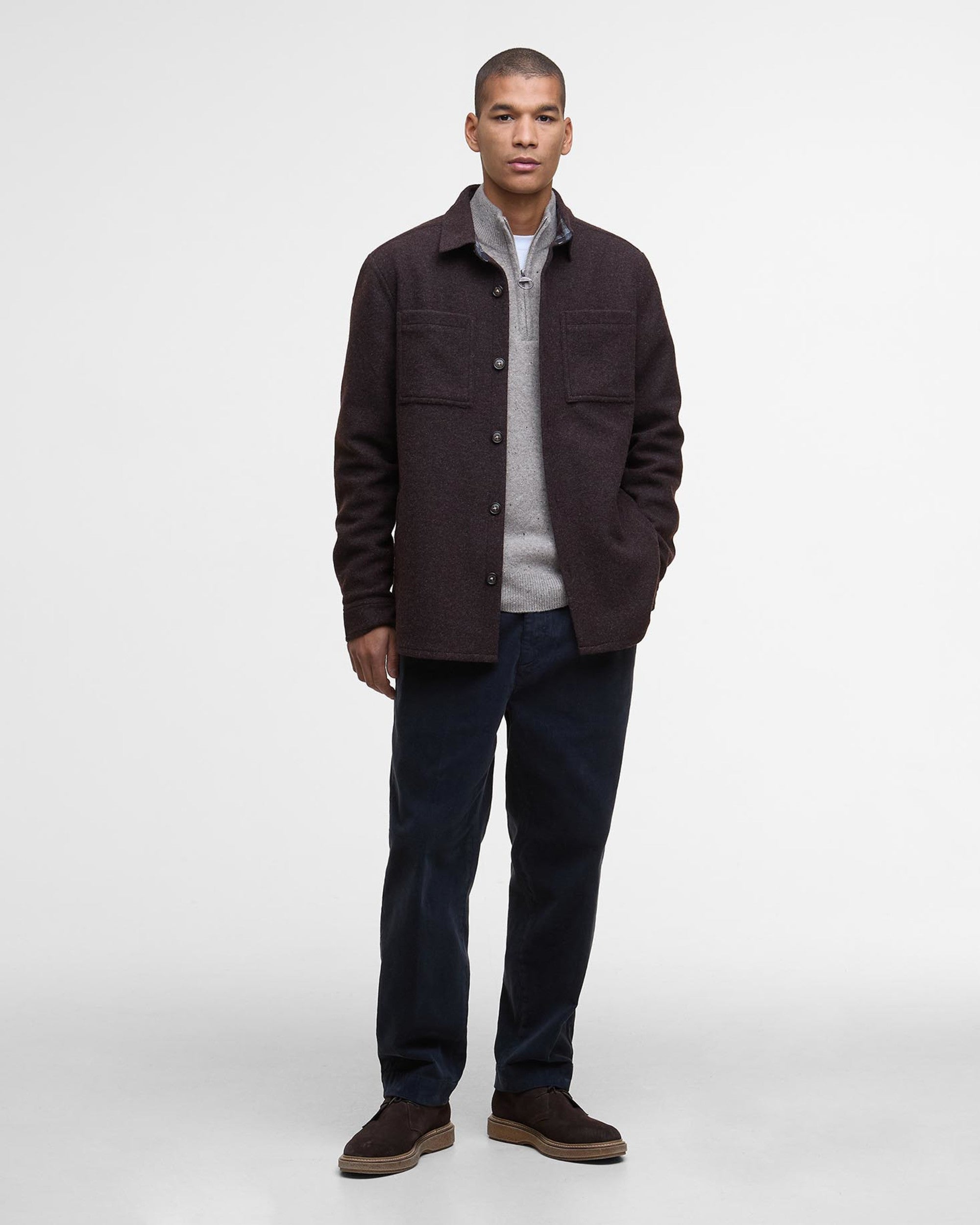 Marlow Tailored Wool Blend Overshirt Dark Oak