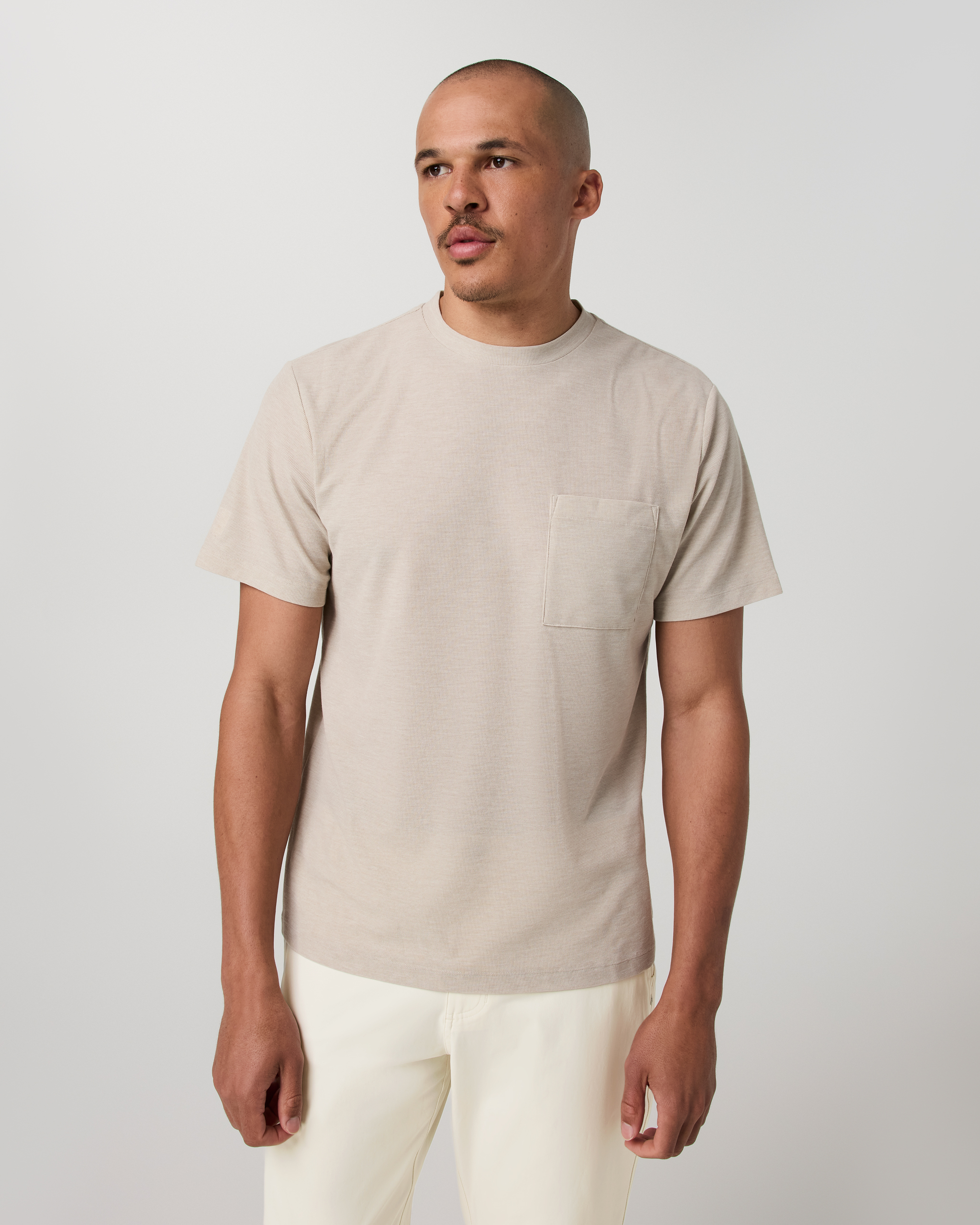 S/S Micro Waffle Tee-Relaxed Desert Heather